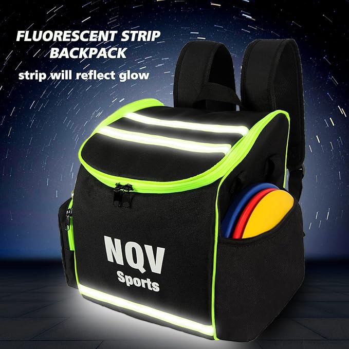 NQV Disc Golf Set with Backpack,Disc Golf Beginner Set,12 Pack Flying Discs with Putters Drivers Mid Ranges+1Green Disc Golf Bag Fluorescent Portable Outdoor Indoor