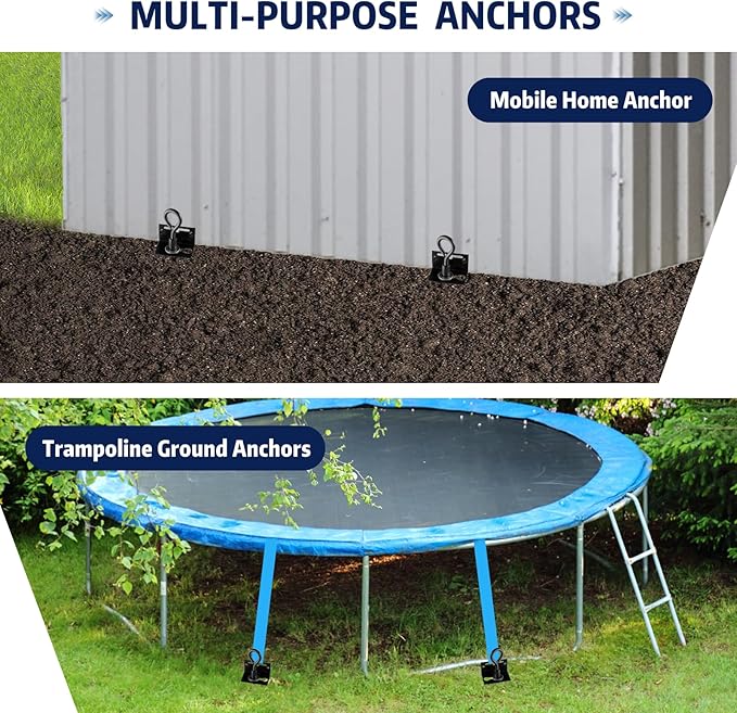 MIXXIDEA 24 in Mobile Home Anchors, Metal Ground Anchor Screw in, Heavy-Duty Earth Anchors with Adapter for Drill, Anchor Kits (24in-6pk)
