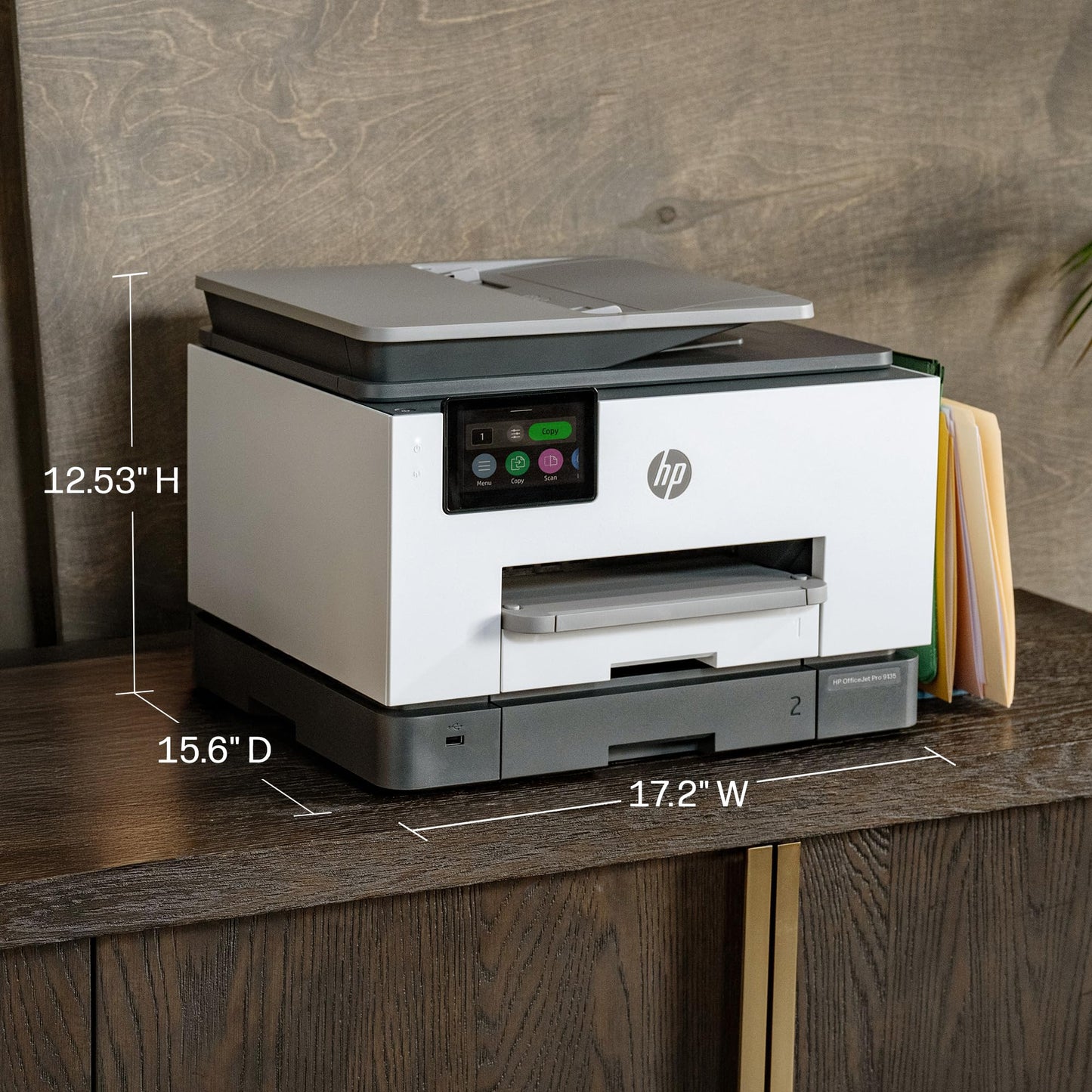 HP OfficeJet Pro 9135 Wireless All-in-One Color Inkjet Printer, Print, Scan, Copy, Fax, ADF, Duplex Print/scan, Best-for-Office, 3 Month Trial of Instant Ink Included, AI-Capable (C2WM0A)