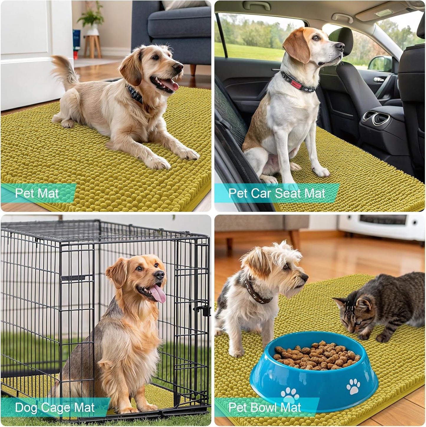 OLANLY Dog Door Mat - Absorbent Non-Slip Washable Doormat for Muddy Paws | 30x20 Mustard Yellow