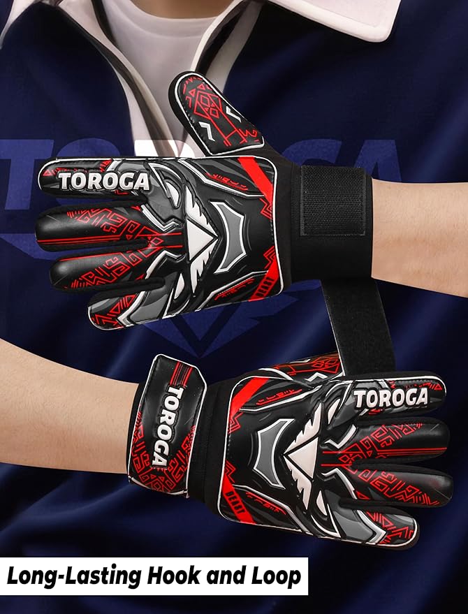 Goalkeeper Gloves for Kids & Youth – Soccer Goalie Gloves, Strong Latex Grip, Double Wrist Support & Breathable Mesh – Boys Football Gloves
