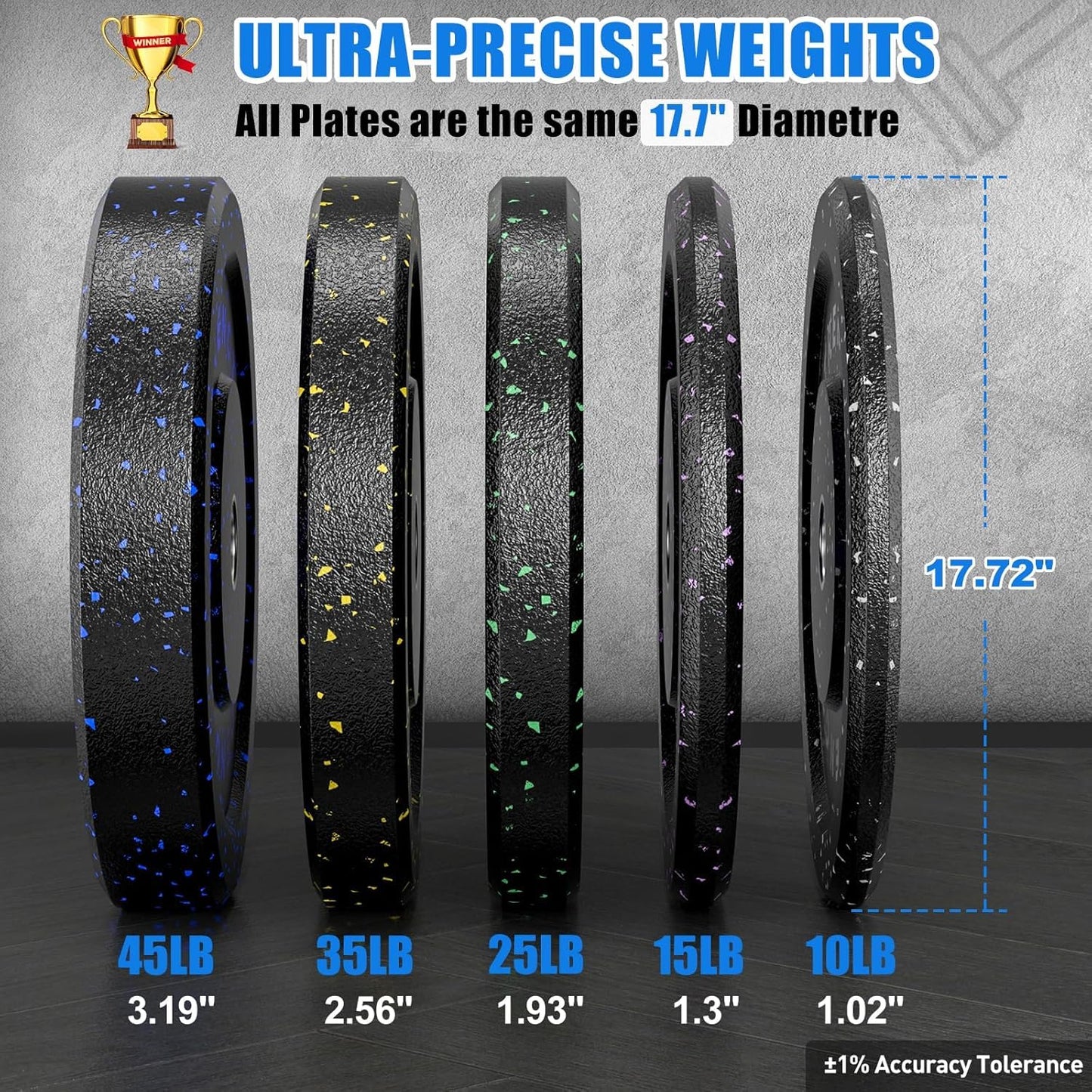 XDDIAS 2-Inch Bumper Plates, Barbell Rubber Olympic Weight Plates Set for Home Gym Strength Training, 20-260lbs, Multiple Options
