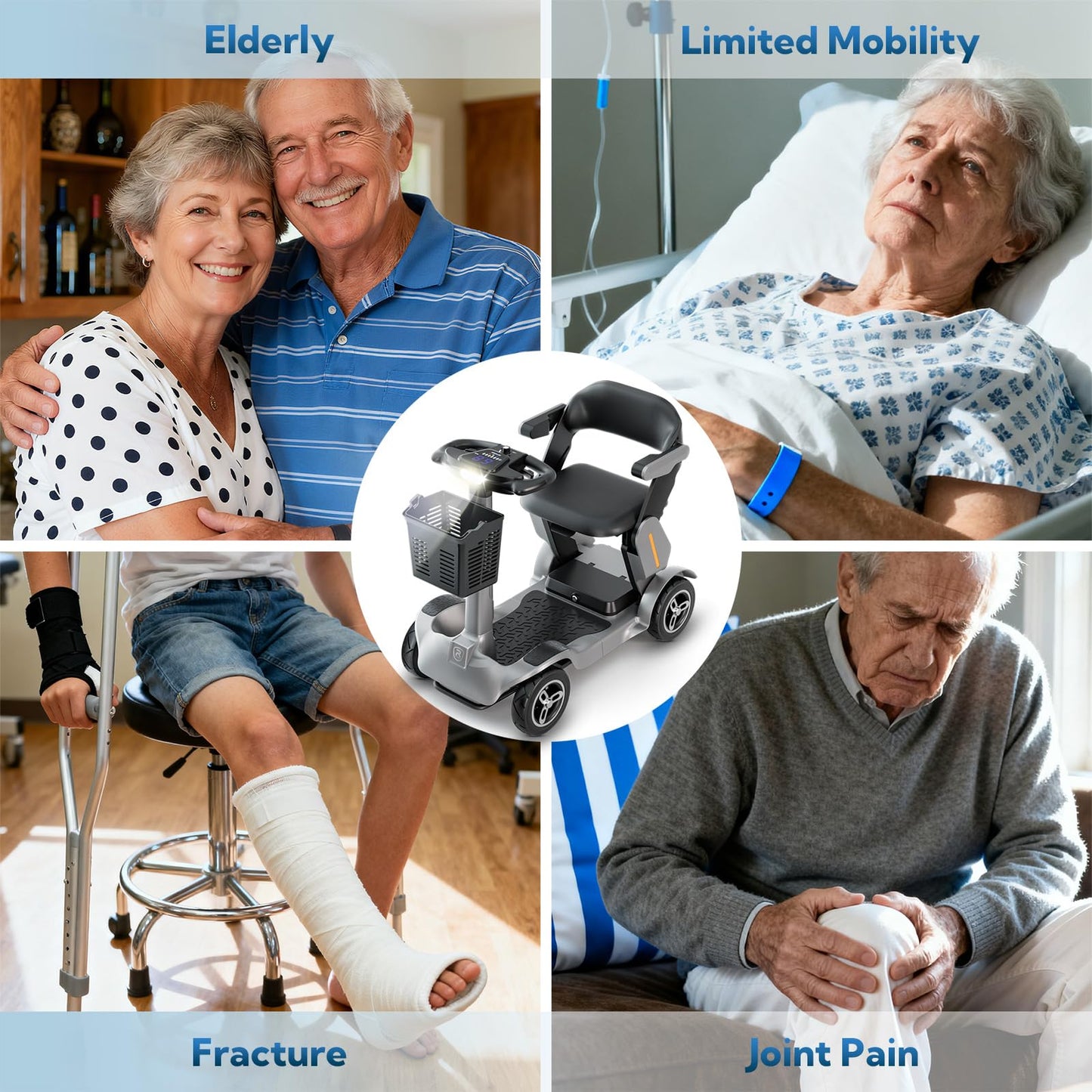 SPD2 Peak 1000W 4 Wheel Mobility Scooter,Electric Powered Wheelchair Device with 35Mile Long Range Power Extended Battery with Charger & Basket, for Travel/Elder/Adult/Handicap/Disability,Gray