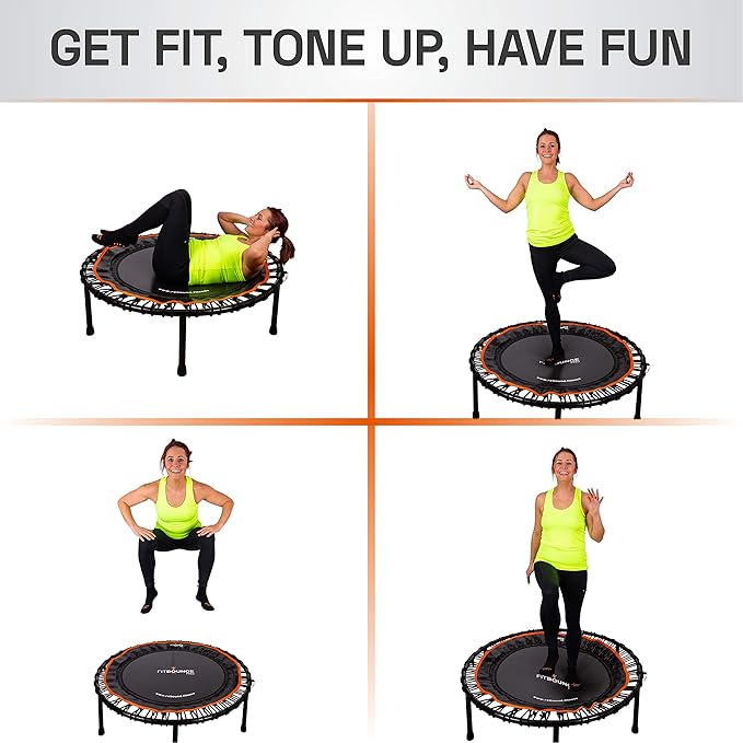 MXL FIT Bounce PRO Bungee Rebounder - Premium Indoor Mini Trampoline for Adults and Kids, Silent Low-Impact Bounce, Half-Folding with Foldable Steel Legs & Carry Bag