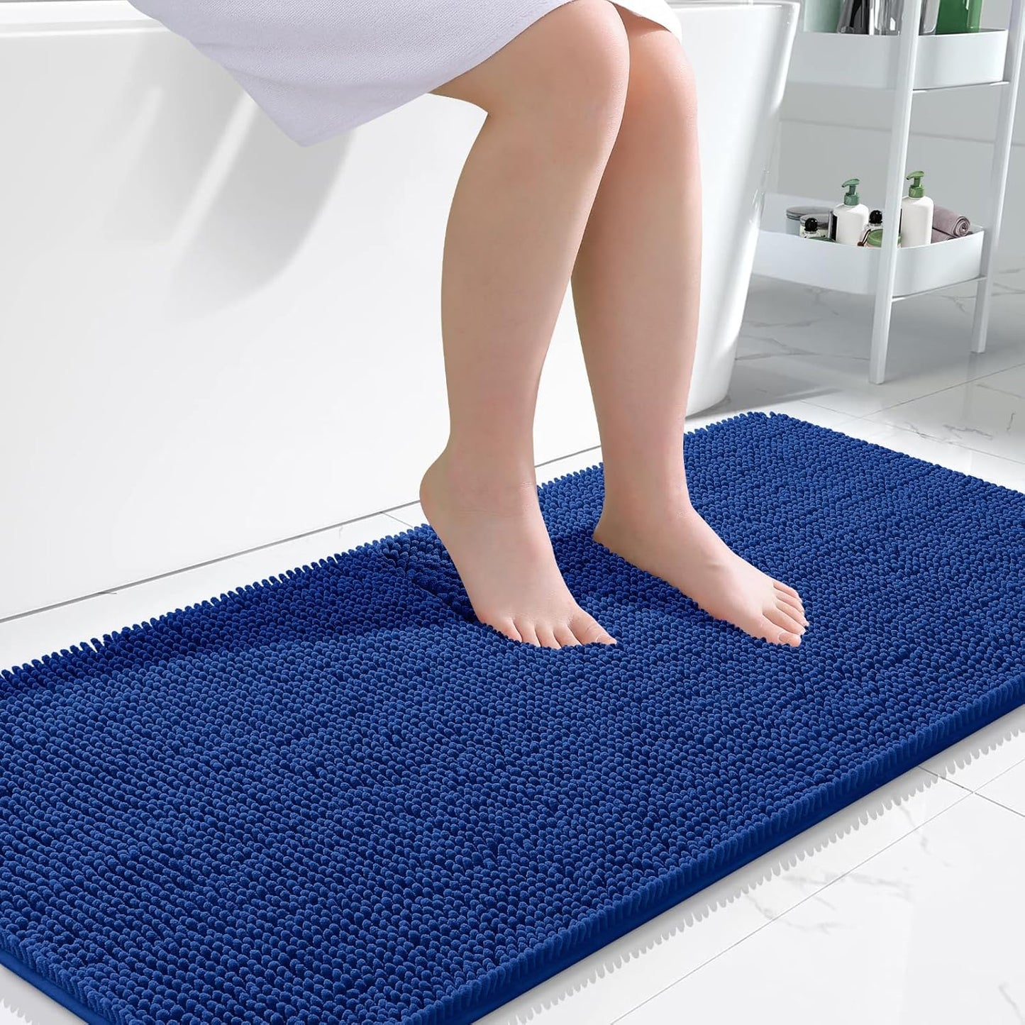 OLANLY Large Bathroom Rugs - Extra Soft Chenille Bath Mats | Quick Dry, Machine Washable, 45x27, Royal Blue