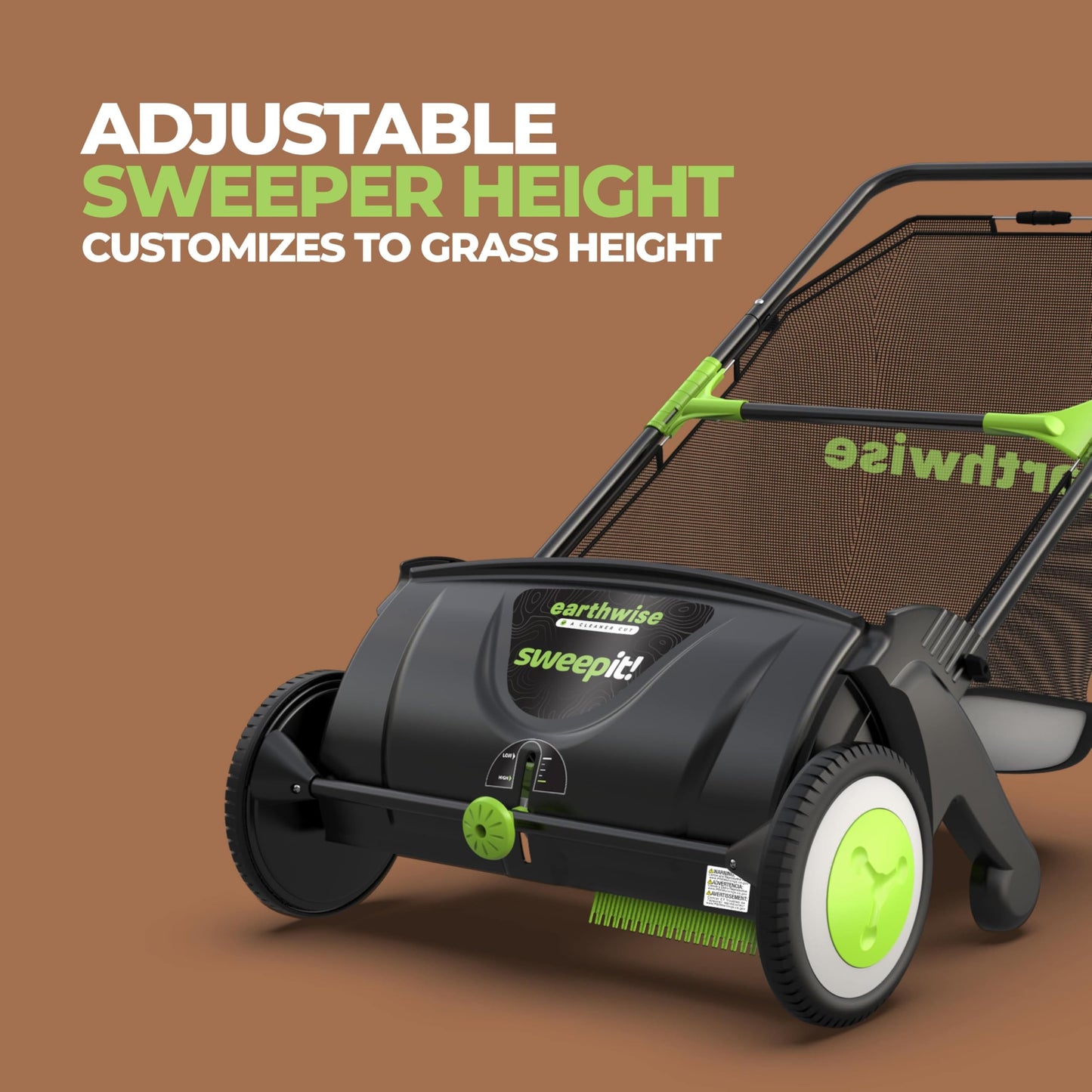Earthwise LSW70021 21-Inch Width Leaf & Grass Push Lawn Sweeper, Black