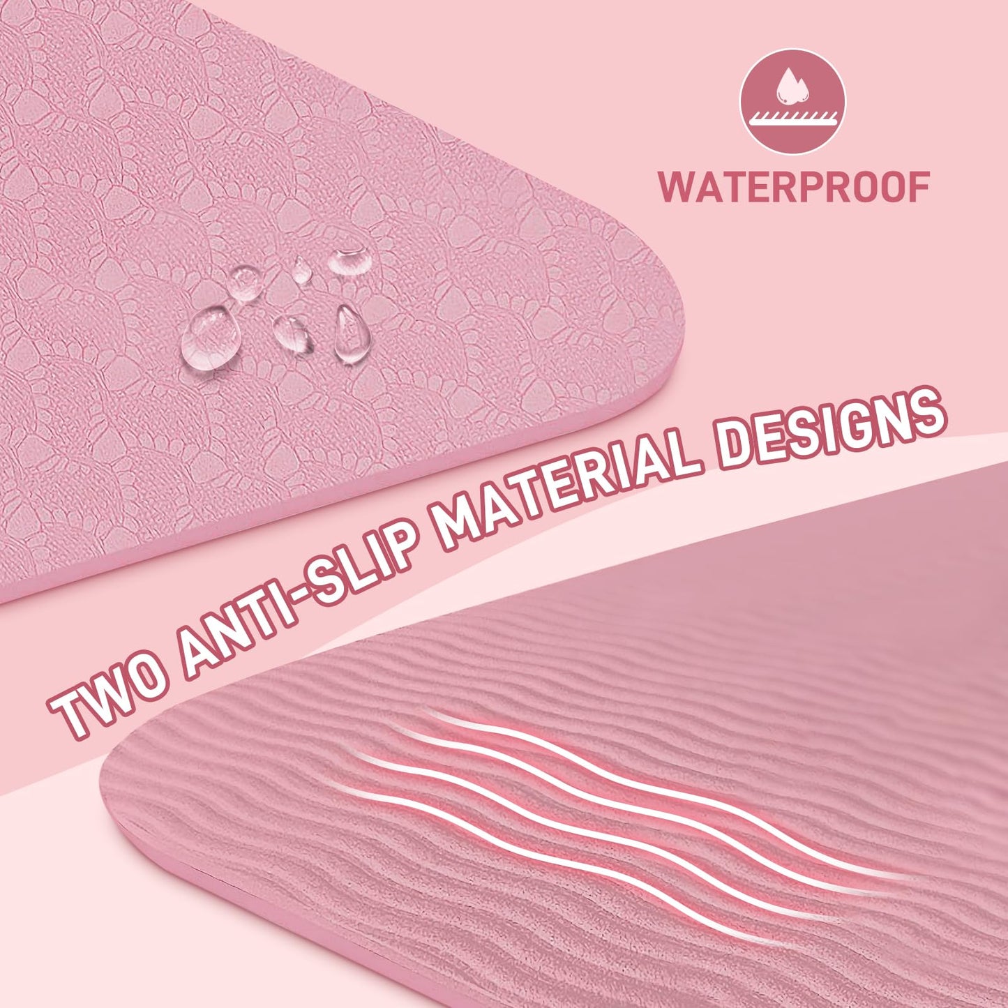 Kanonmaori Foldable Yoga Mat for Travel 72"x 32"x 0.32"Inch, 8mm Thick Folding Exercise Mat, Outdoor Non-slip Pilates Mat for Women & Men, Wide Yoga Mat Packable for Workout and Fitness（pink）
