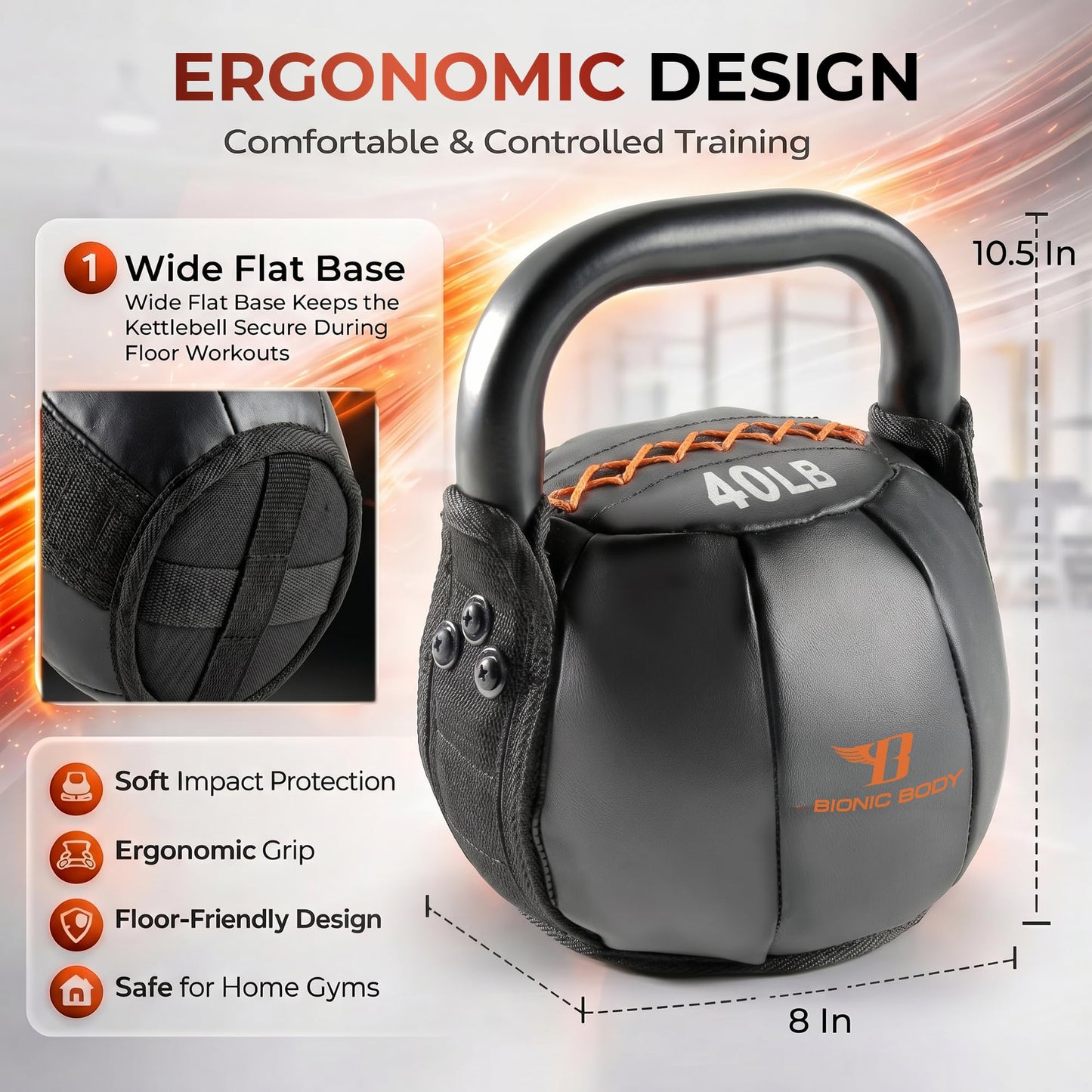 Bionic Body by Kim Lyons Soft Kettlebell 40 lb – Ergonomic Handle for Strength, Conditioning, Core & Full-Body Workouts, Home Gym, HIIT & Functional Fitness