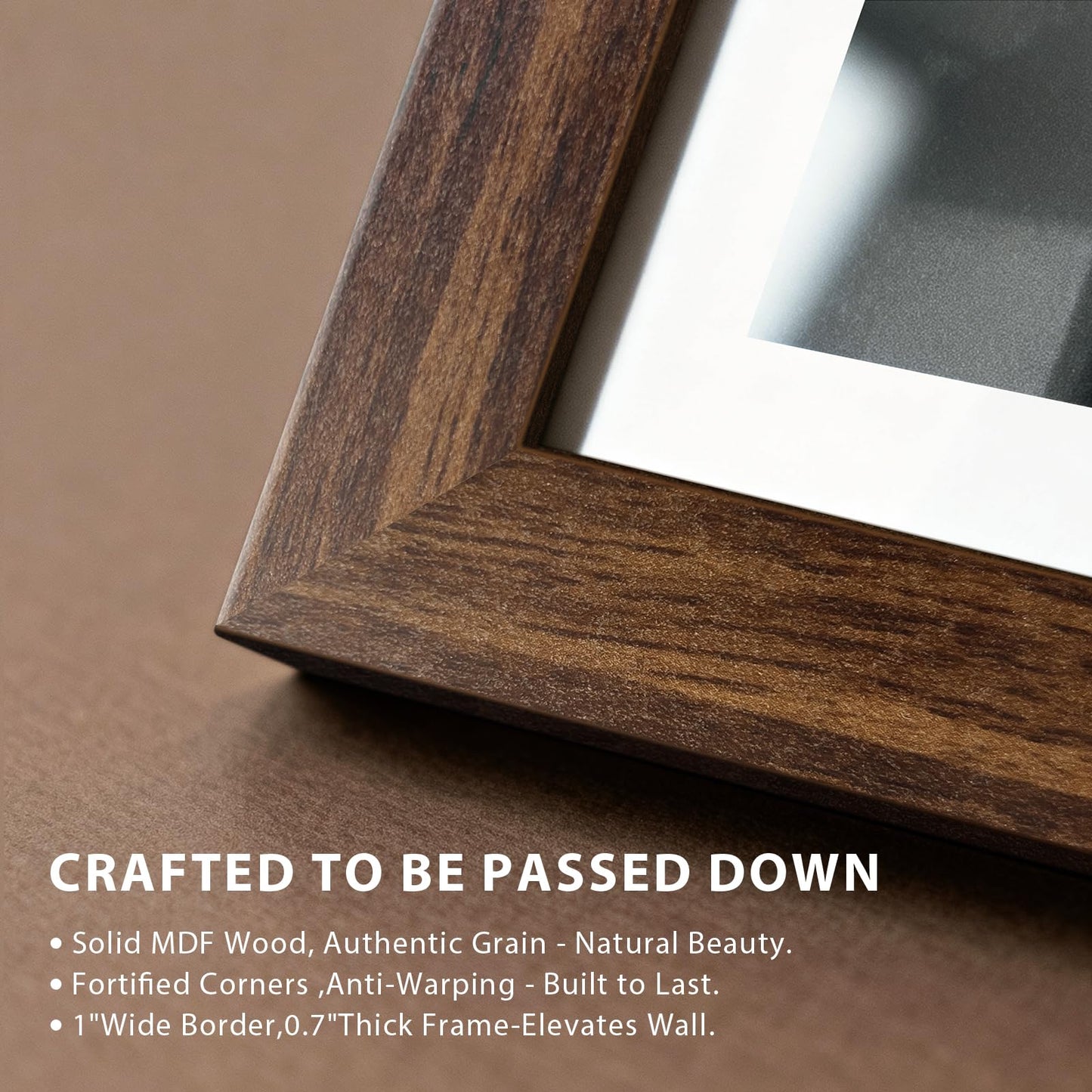 KissNow 13x19 Picture Frame 4 Pack, Brown Wood 19x13 Poster Frame, Tempered Glass, Vertical or Horizontal Wall Display for Photos & Art Prints