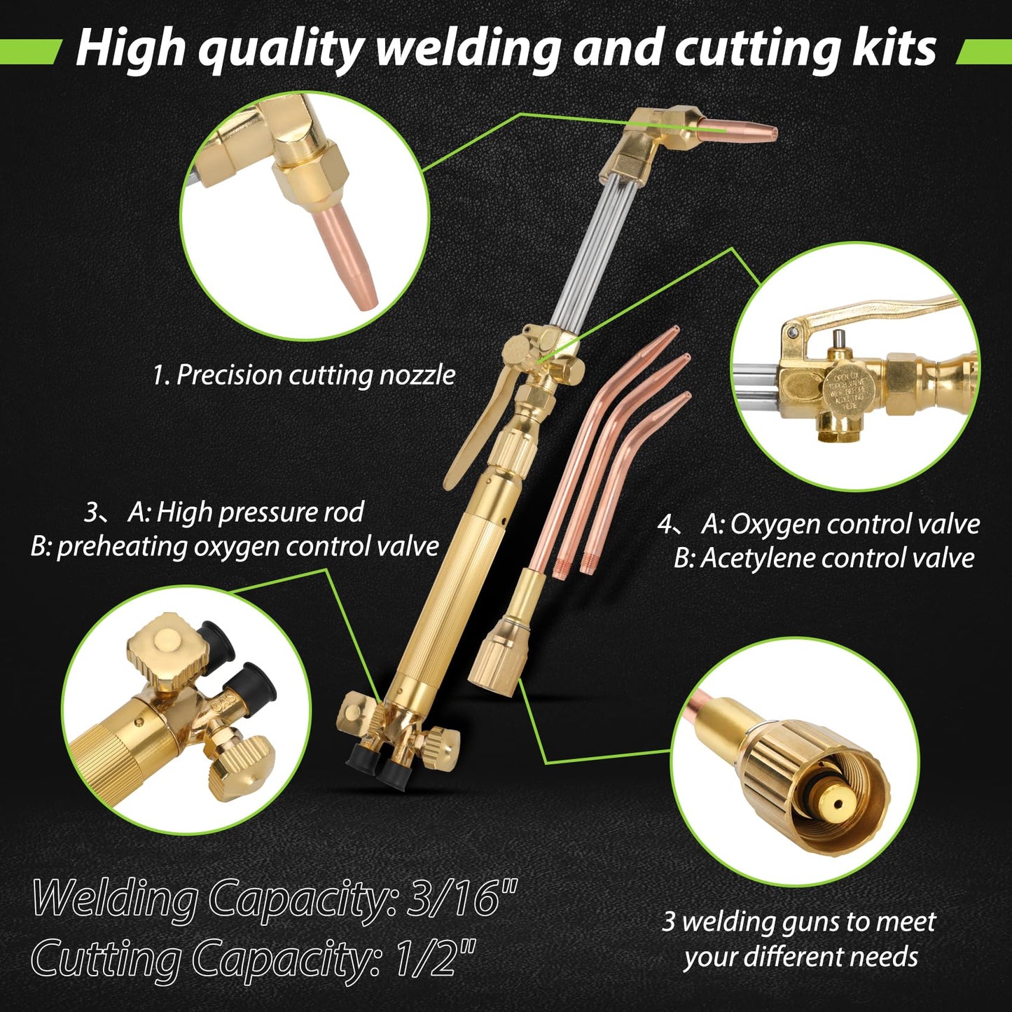 Upgraded Oxygen and Acetylene Gas Torch and Welding Kit Portable Cutting Torch Kit 17-Piece Oxygen Acetylene Torch Kit with 3 Rods and 1 Cutting Nozzle Heavy Duty Oxygen and Acetylene Torch Kit