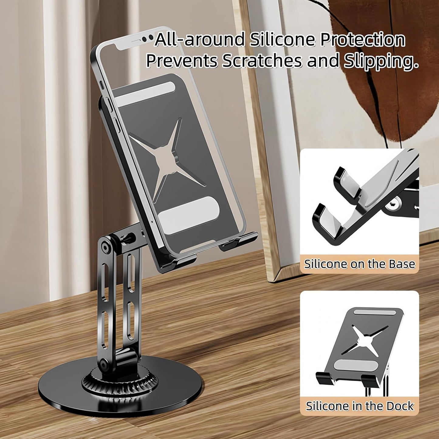Briteroh 360 25KG 17/16/15/14, All-Metal Cell Phone Stand Rotatable & Height Adjustable - Super Load-Bearing, Foldable