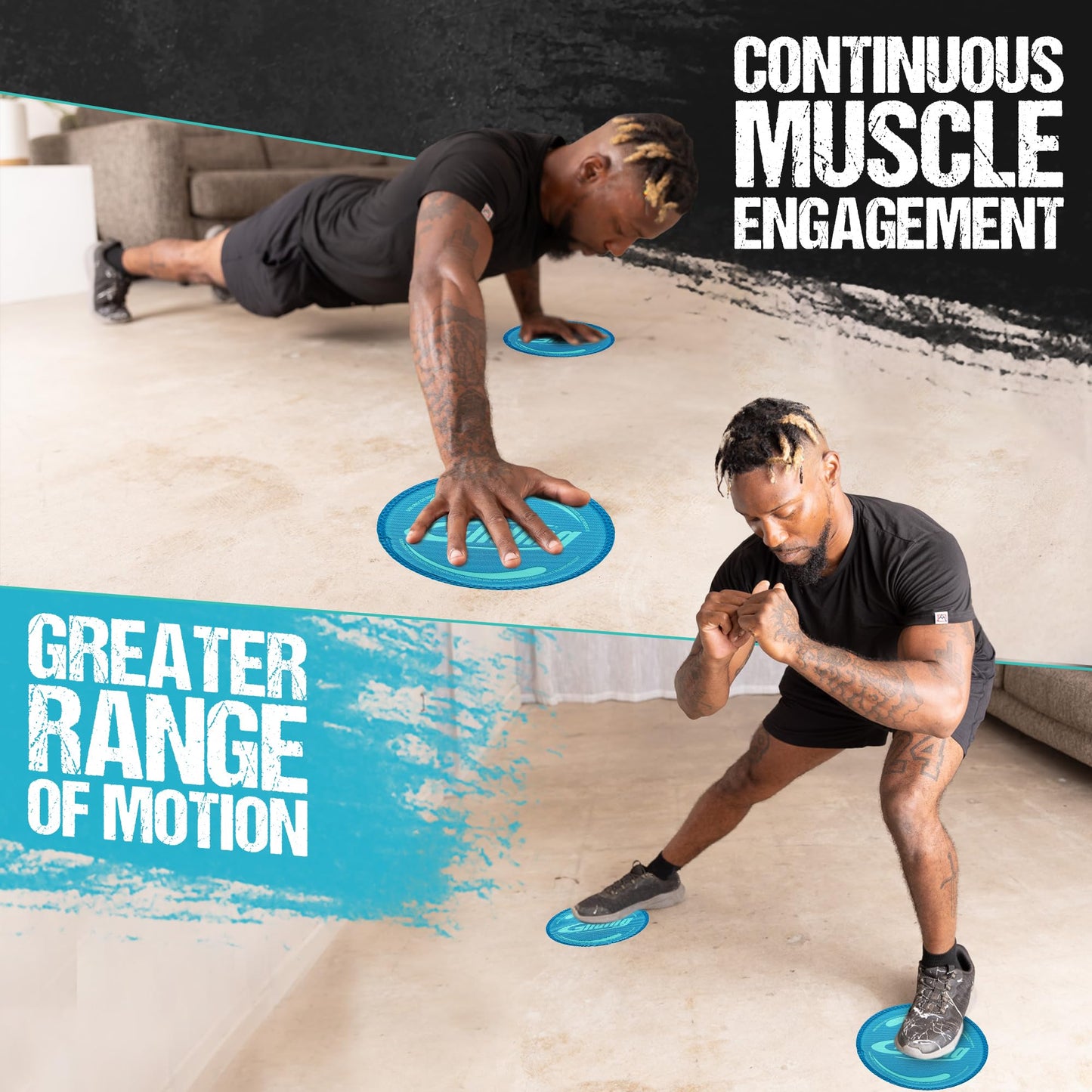 Gliding Discs for Working Out - Exercise Sliders for Hardwood Floors 1 Pair Blue, Authentic Workout Sliders Disc for Full Body Resistance Workout, Includes 4 Streaming Video Workouts