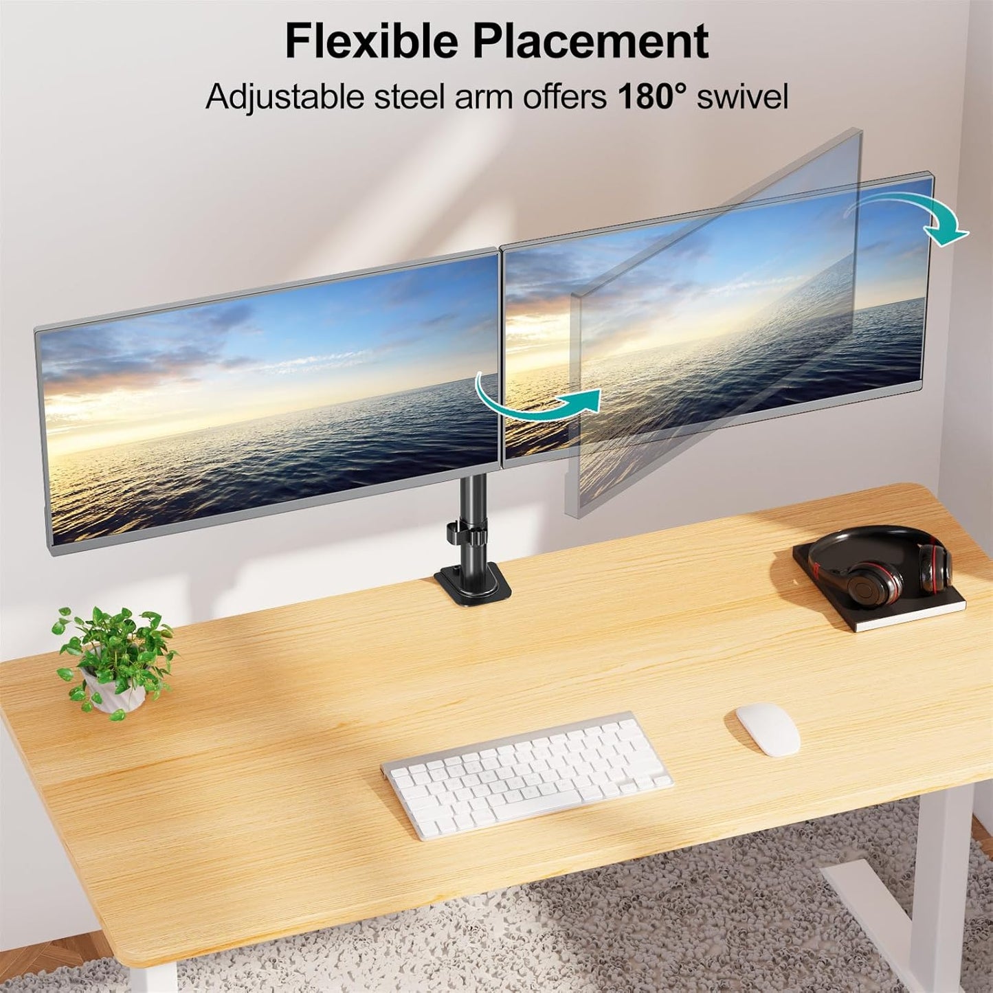 MOUNT PRO 13-32 Inch/17.6lbs 2 75x75/100x100mm Dual Monitor Mount Fits LCD Screen, Computer Monitor Desk Mount