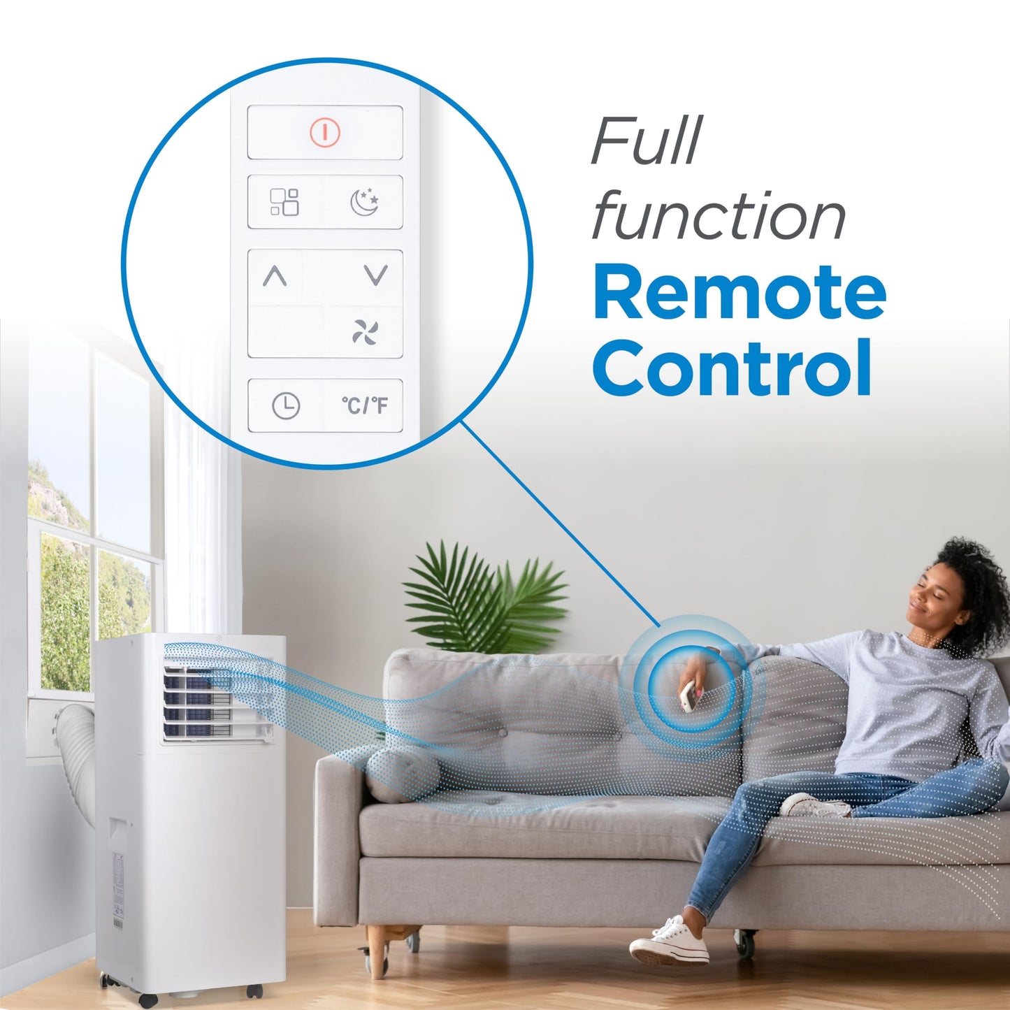 BLACK+DECKER Portable Air Conditioner, 8,500 BTU (5,100 BTU SACC) for Rooms Up To 350 Sq. Ft., Portable AC with Full Function Remote Control & Window Kit, BPACT05SM, White