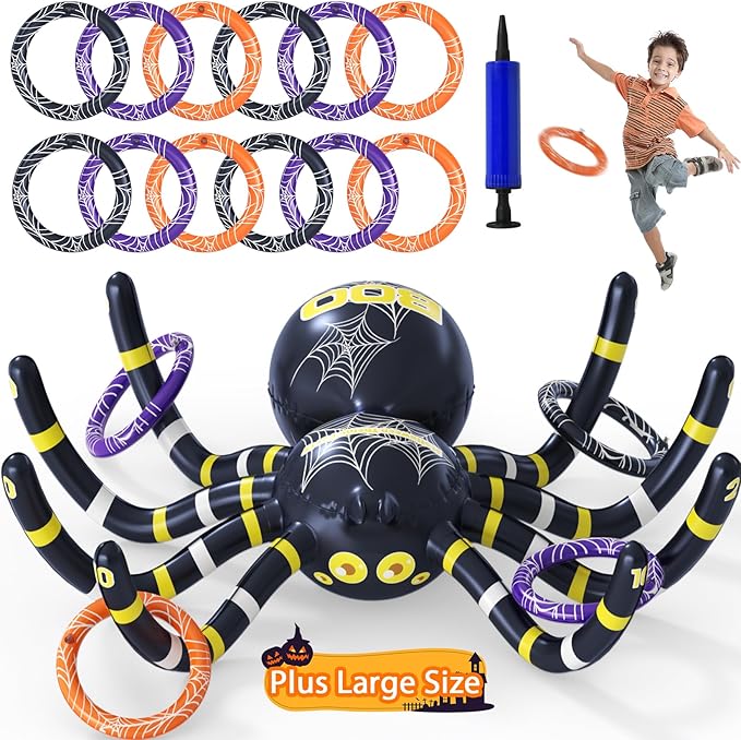 Garma Inflatable Spider Ring Toss Game for Kids' Halloween Party & Outdoor Fun
