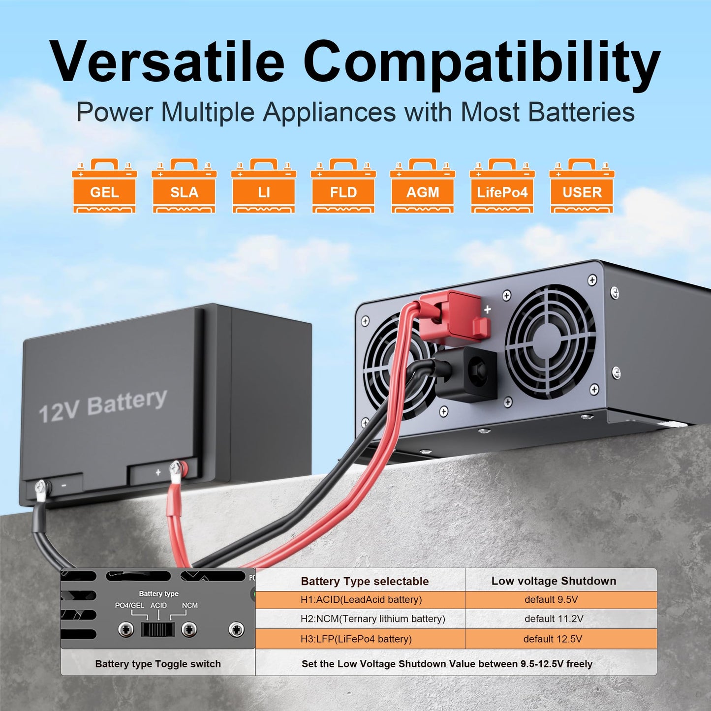 Pure Sine Wave Power Inverter 2000 watt 12 Vdc to 120 Vac,4100W Surge,Wired LED Remote and Wireless Remote for Home,Off Grid Solar System, Hurricanes, Power Outages,RVs by Matobob
