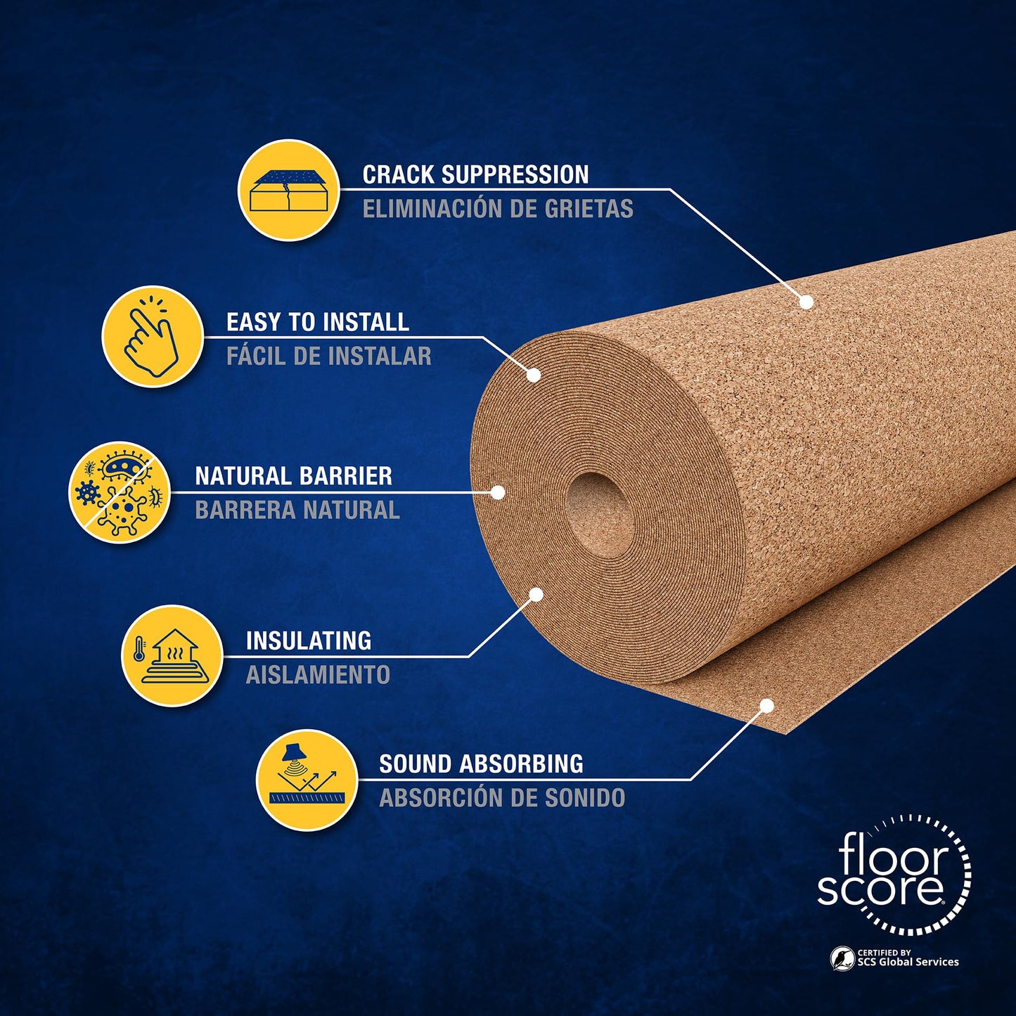 QEP 72000Q Natural Cork Underlayment Roll - 4 ft. Wide x 50 ft. Long x 6 mm Thick - 200 sq. ft.