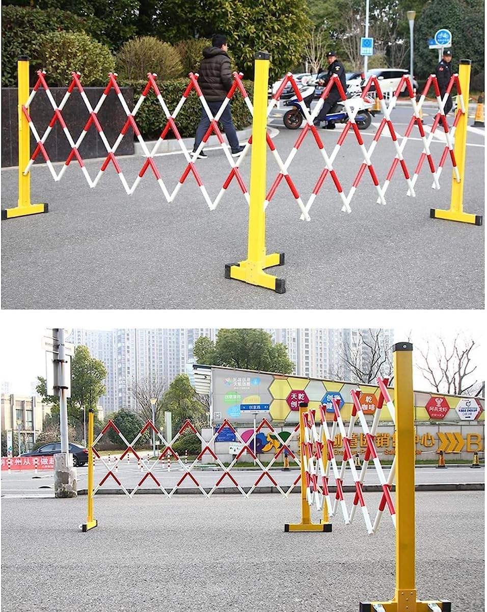 CORGLI Metal Expandable Barricade Fence, Traffic Barricade with Casters, Retractable Security Driveway Gate, Outdoor Barricade Fence for Construction Area, Traffic Control, Garage,1.2mx3m