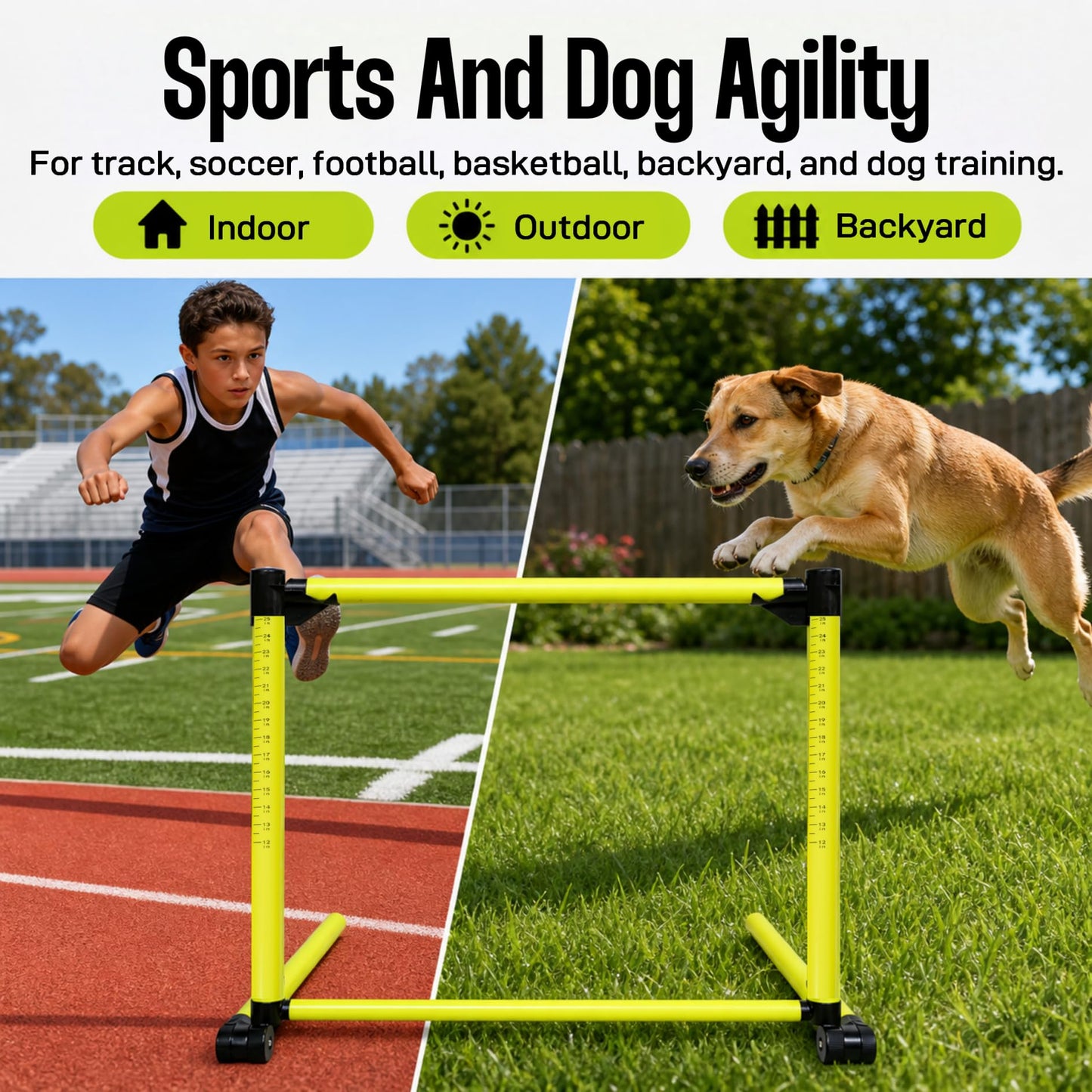 ZSHIGANMA 3 Pack Adjustable Height Hurdles Training Equipment, Agility Speed Jumping Training Equipment for Basketball Soccer Football Dogs, Indoor & Outdoor, Detachable Hurdles Track and Field(Green)