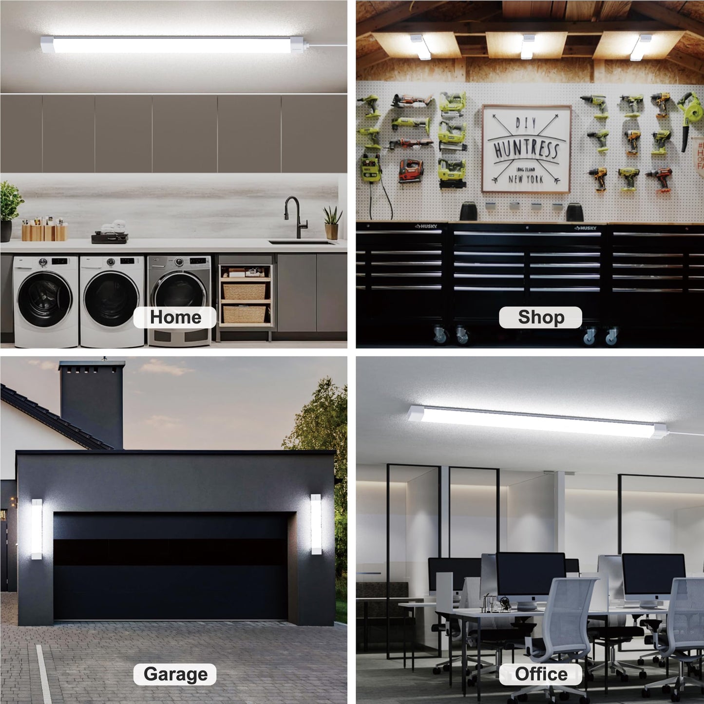 WNSNOU Under Cabinet Lights with Plug. 3000K-6500K Dimming and Color. with Wireless Control Panel and Remote Control.15W 1500LM for Garage, Kitchen, Bathroom, Closet, Office (16 inch)