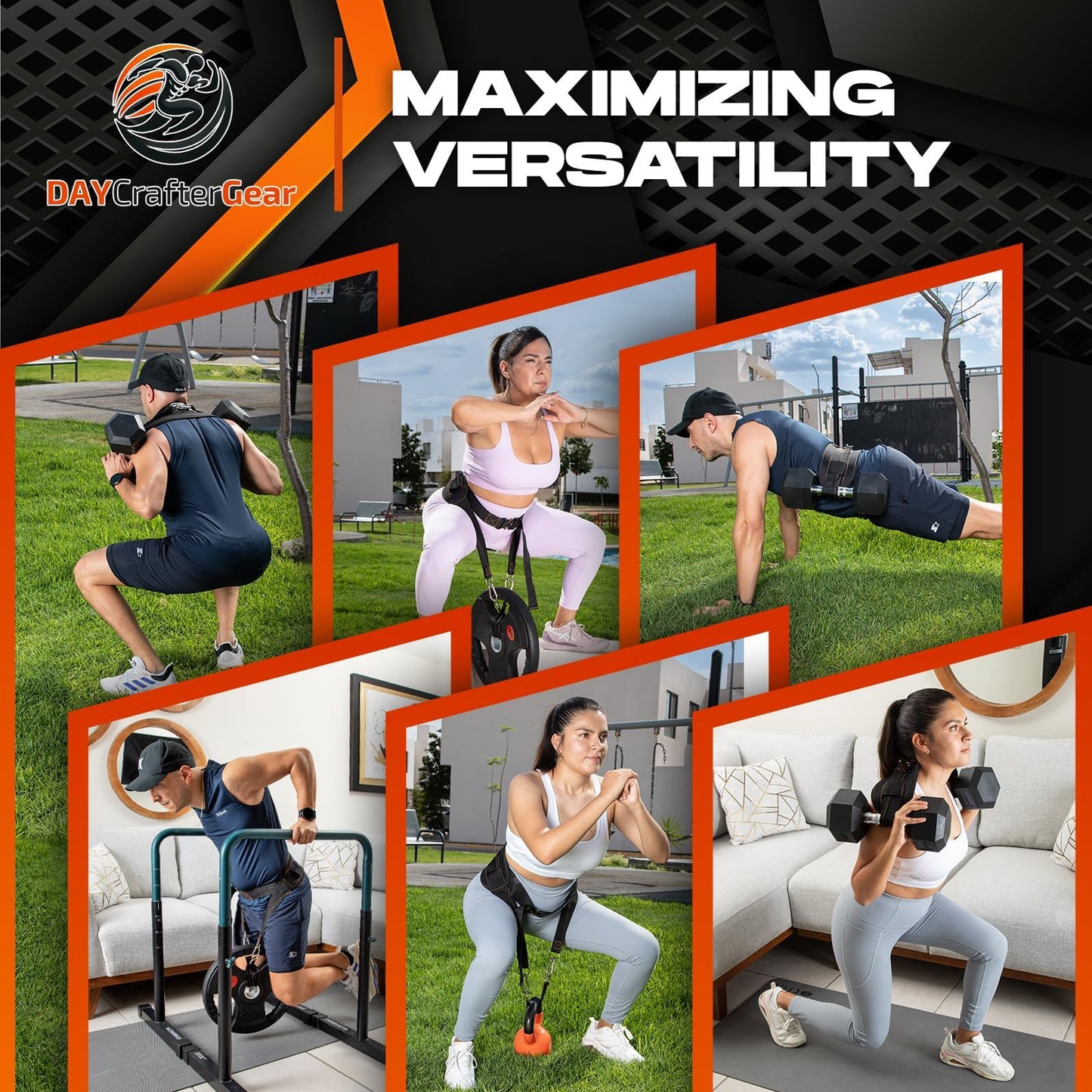 Hip Thrust Belt for Weights, Dumbbells & Kettlebells – Heavy Duty Glute Workout Equipment for Plates up to 300 lbs, with bonus straps for Dips & Squat Belt for Home & Gym