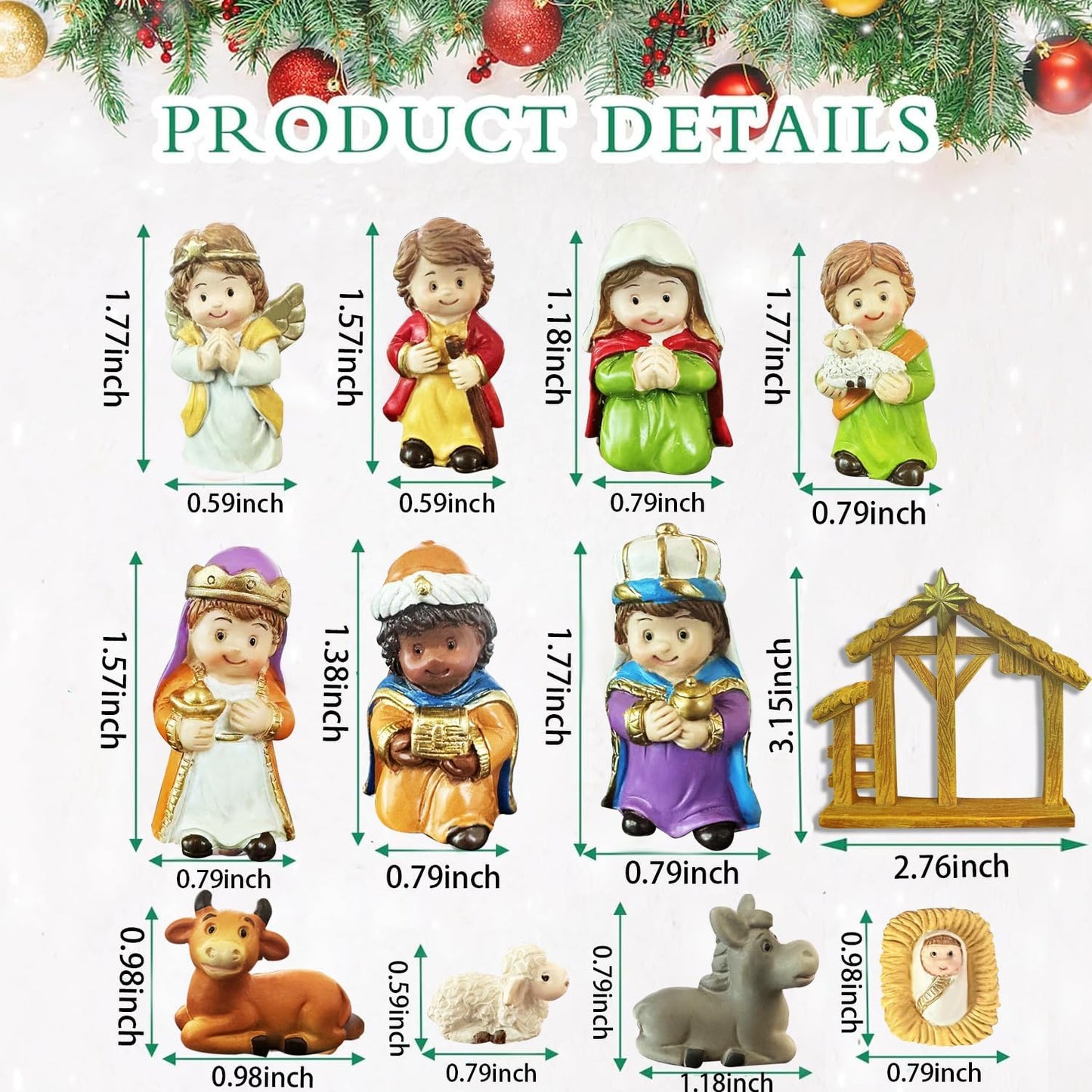 Regine Switzerland 12-Piece Nativity Scene Figurine Set - Christmas Manger Display with Holy Family & Wise Men | Gift-Boxed Holiday Décor