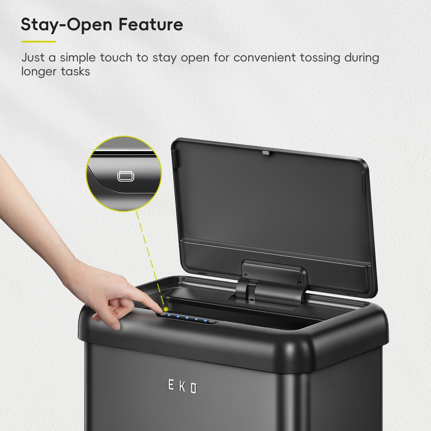 EKO Vintage 50L / 13.2 Gallon Motion Sensor Trash Can, Dual Compartment 32L + 18L Stainless Steel Kitchen Garbage Bin, Touchless Automatic Waste & Recycling Bin with Lid for Home Office, Matte Black