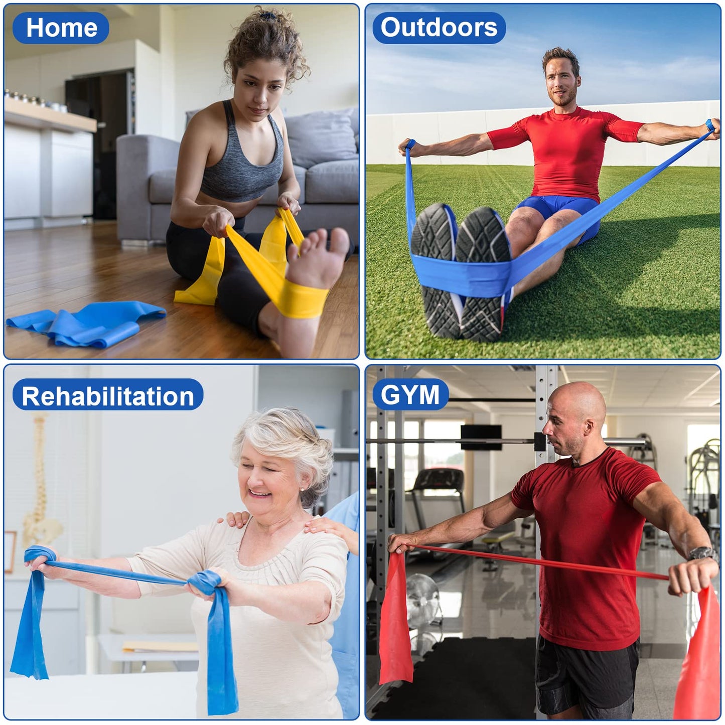 Resistance Bands Set, 3 Pack Latex Exercise Bands with Different Strengths,Elastic Bands for Upper & Lower Body & Core Exercise, Physical Therapy, Lower Pilates, Home Workouts, Rehab