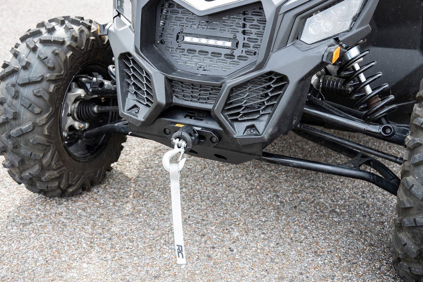 Rough Country 4,500 LB Winch Mount Kit for Can-Am Maverick X3 - Bolt-On Plate with RS4500S UTV Winch & Synthetic Rope