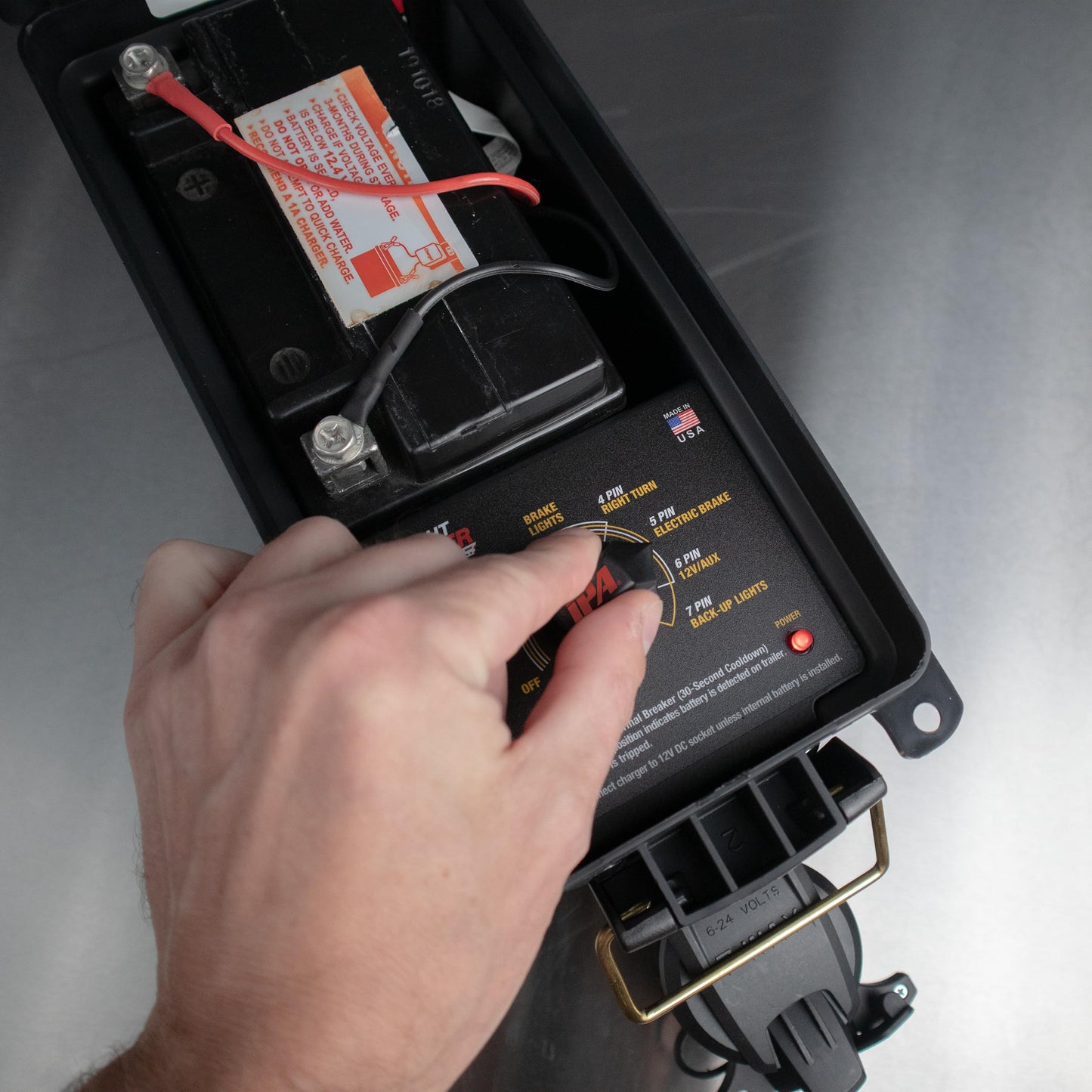 Innovative Products of America Light Ranger MUTT®: USA Made Universal Portable and Water-Resistant Trailer Light Tester with 7-Way Spade Pin Style with Adapter