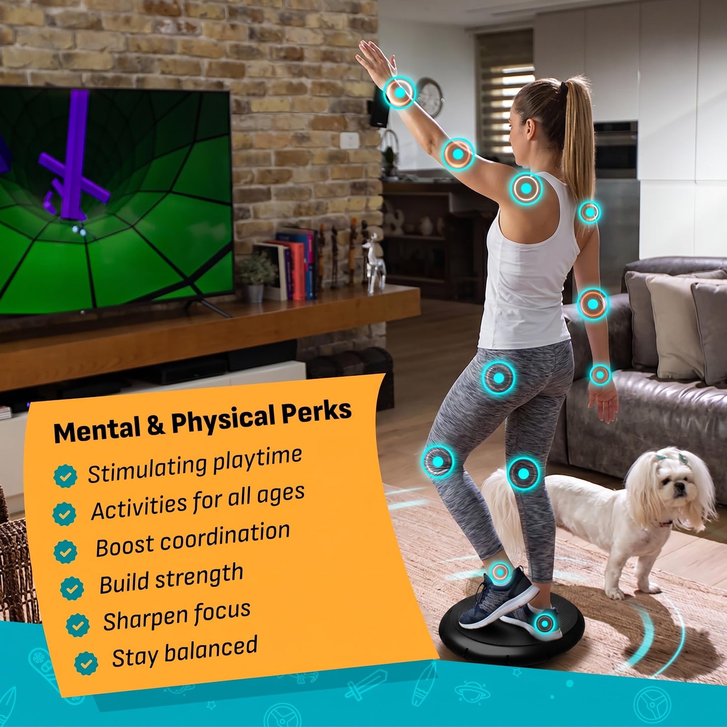 GoBalance Play - Smart Balance Board Game with Bluetooth Motion Sensors, Professional Wobble Board with 12 Interactive Games for Fun, Balance training and Home Gym Workout.