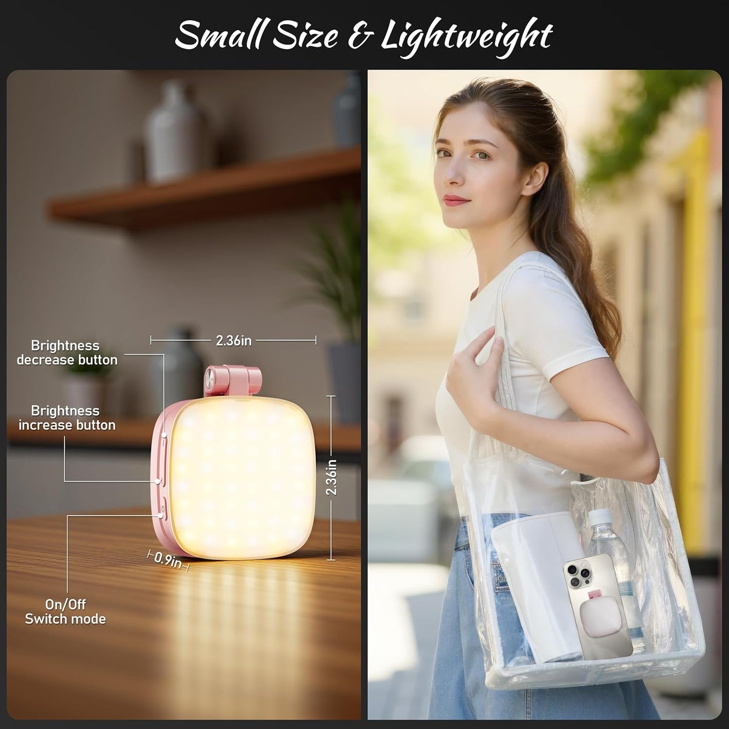 cocobeen 5 Magnetic Selfie Light for Phone: Led Mode with Mirror Compatible for iPhone & Android - Rechargeable