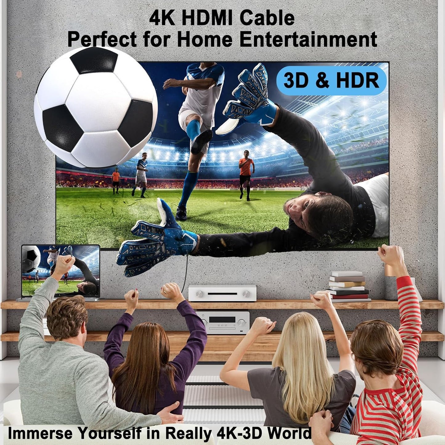 3 10-Pack 4K 3FT 2.0 4K@60Hz/2K@144Hz/ 1080P,HDCP 2.2, PS5, PS4, FT HDMI Cable Black, HDMI Cord High Speed Shielded