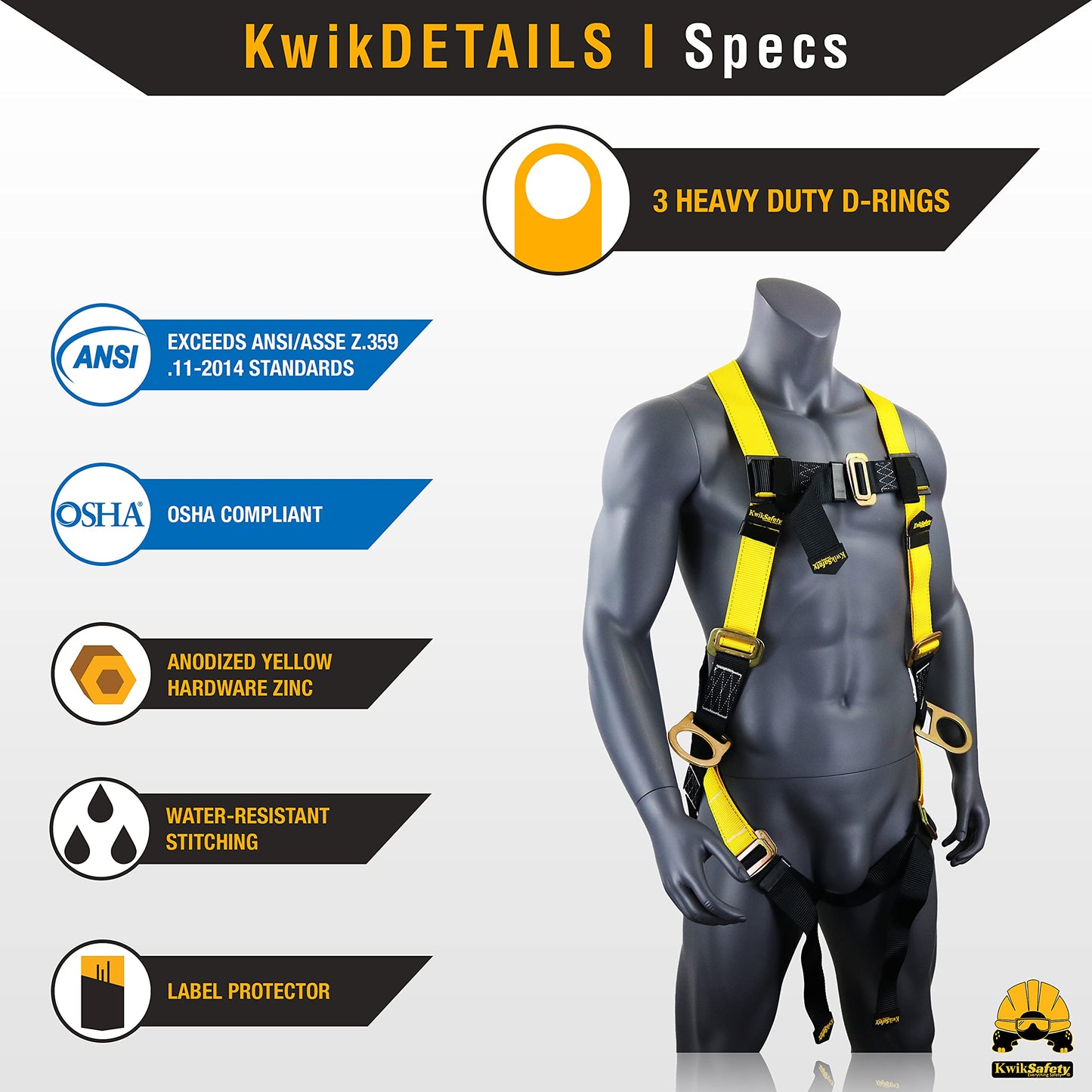 KwikSafety - Charlotte, NC - Python [KIT] Safety Lanyard + Safety Harness & Anchor/OSHA ANSI Fall Protection External Shock Absorber Construction Arborist Roofing Snap Rebar Hook Connector