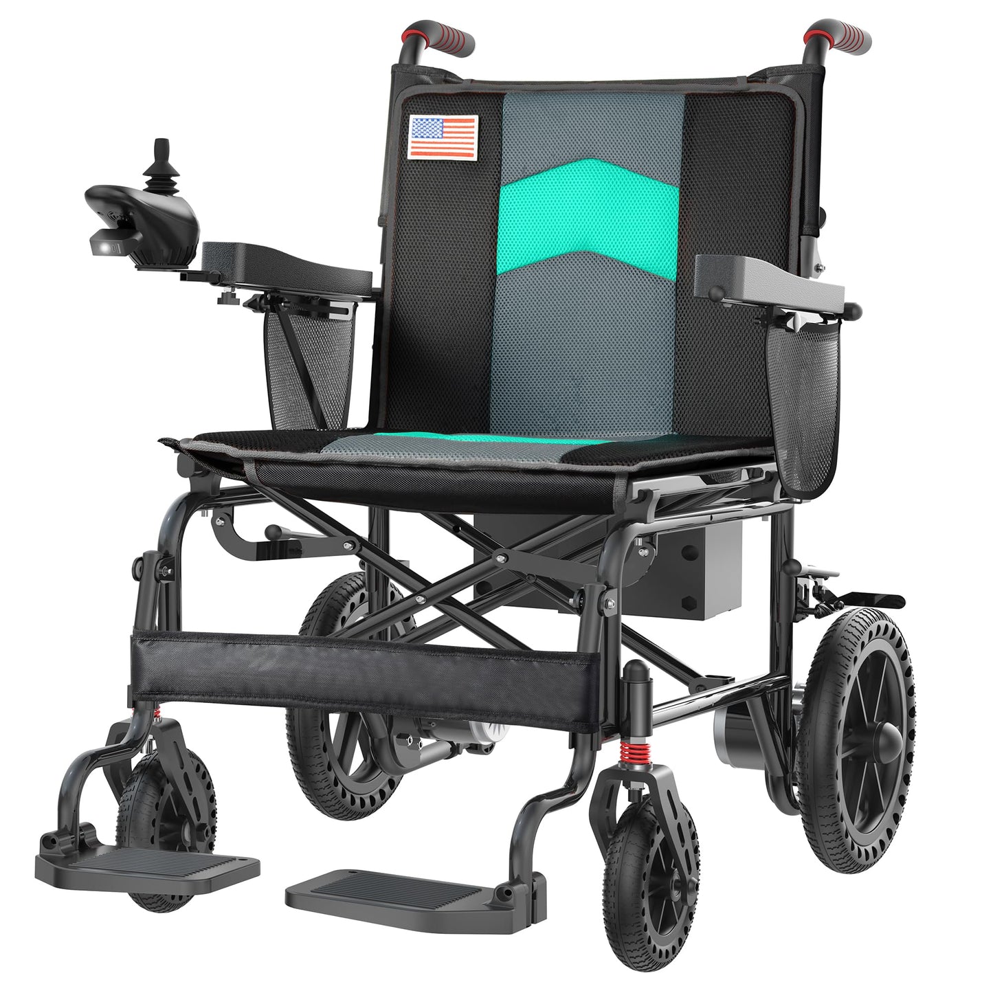 Electric Wheelchairs for Adults, 22 Inch Wide Seat, 500W Motor All Terrain Power Wheelchair, 15 Mile Lightweight Foldable Motorized Wheelchair for Seniors, Removable Battery, 350 lb Capacity