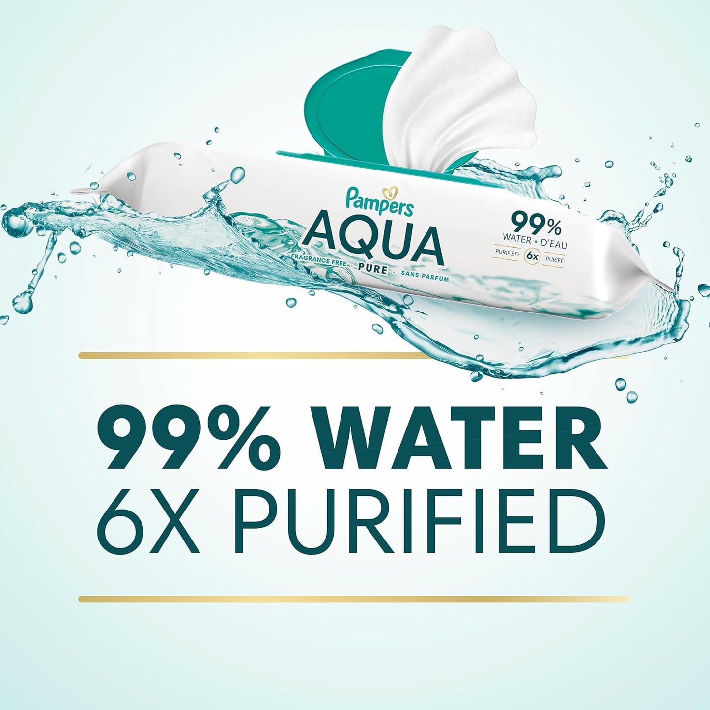 Pampers Aqua Pure Baby Wipes - 99% Water, Fragrance-Free, 672 Total Wipes in 12 Flip-Top Packs