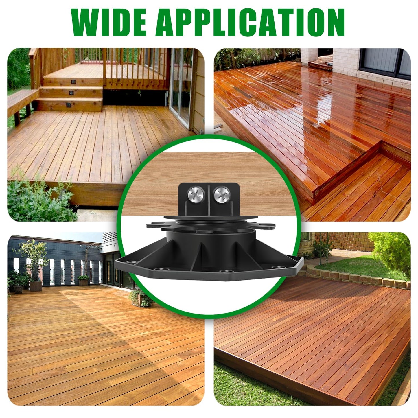 12Pack Adjustable Deck Support Pedestal Deck Foundation Base Support，Used for Floating Deck Platform Deck Floor Height Adjustment Raising, Adjustment Raising from 1-3/16" to 2-3/8",Black