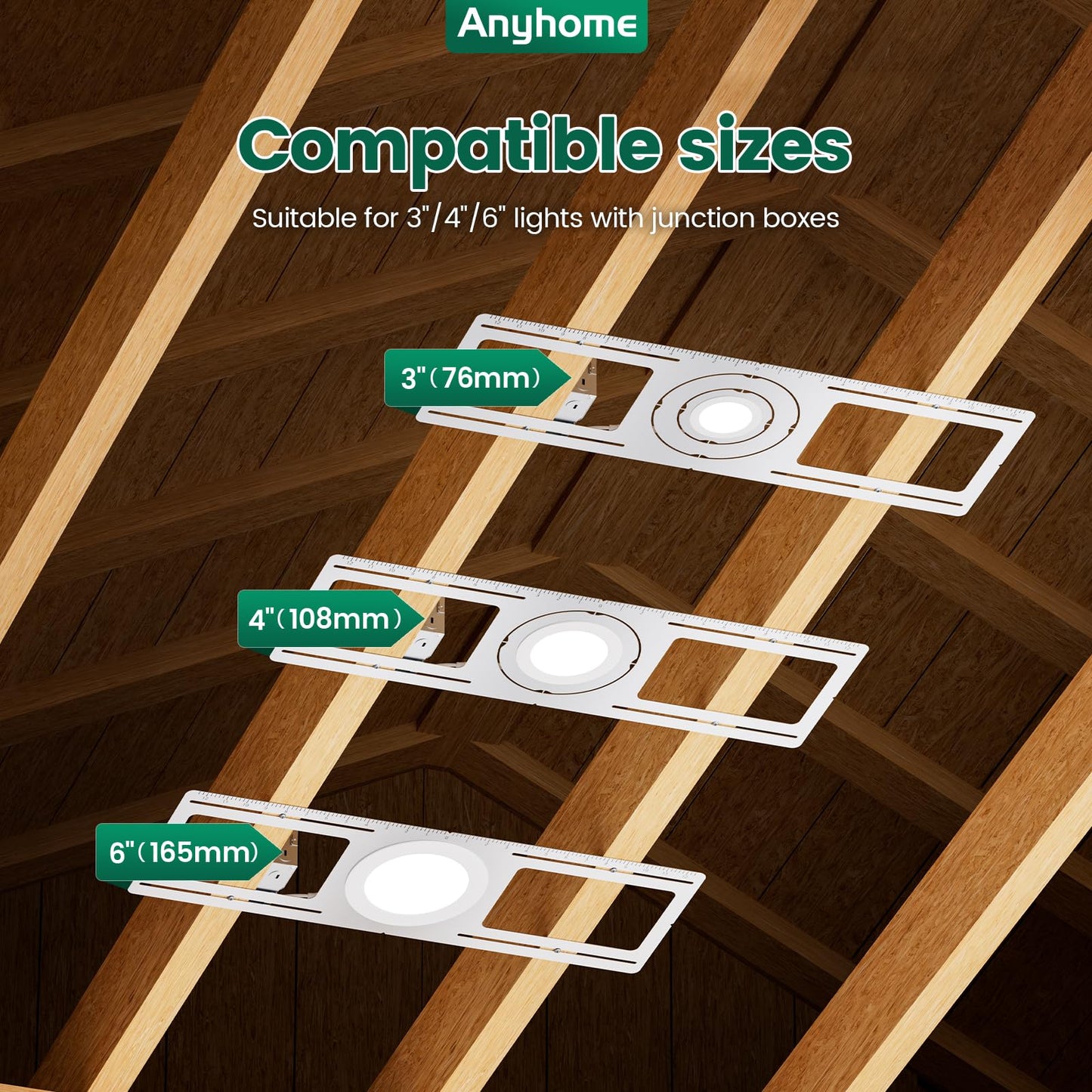 72 Pack New Construction Mounting Plate Round Hole 3" 4" 6" Galvanized Flat Steel Rough-in Fixture Wafer Light Bracket Led Recessed with Screw Accessories