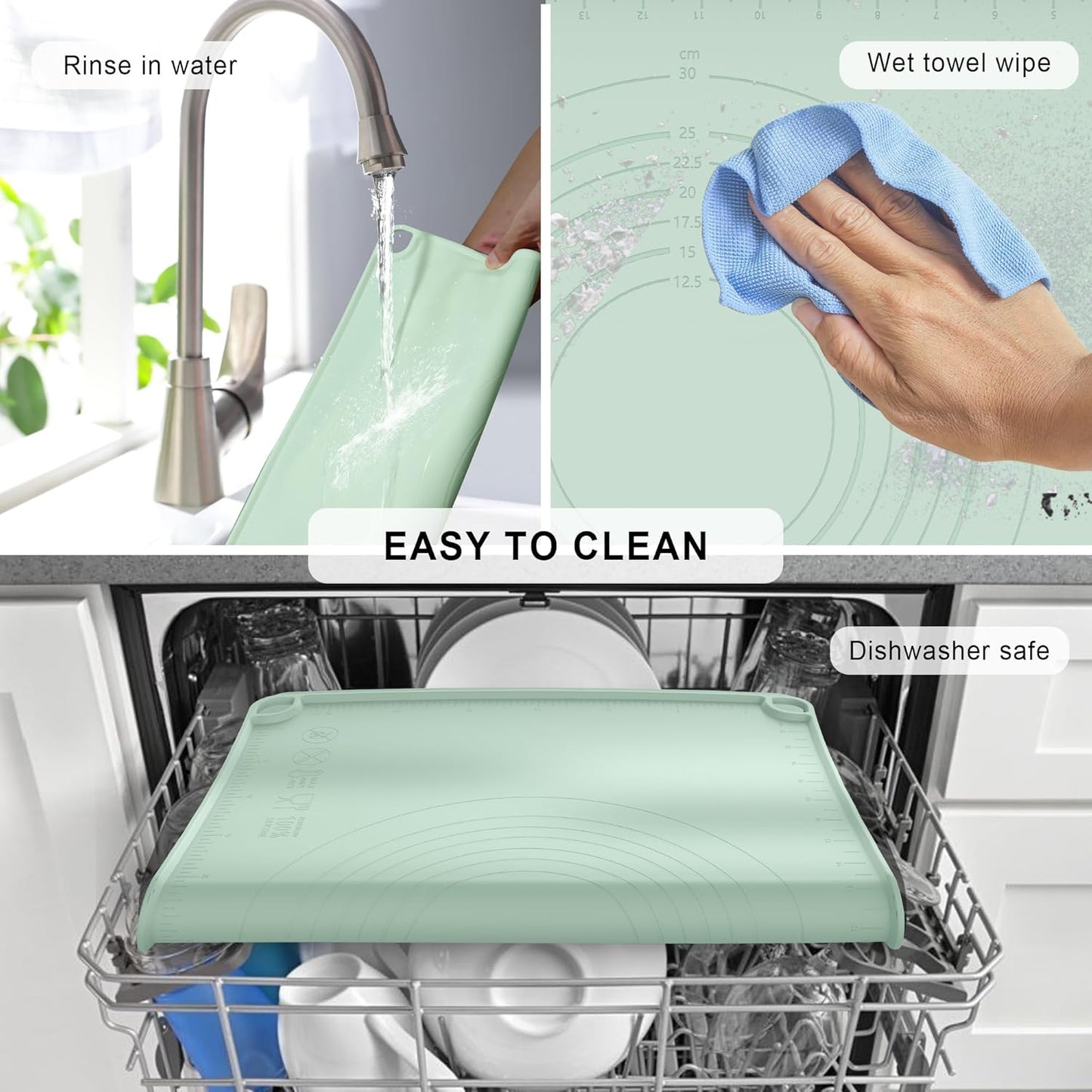 Sky Blue Silicone Baking Mat - Versatile Dough Rolling & Pastry Mat for Pizza, Pie, Macaron, Bread (24"×16")