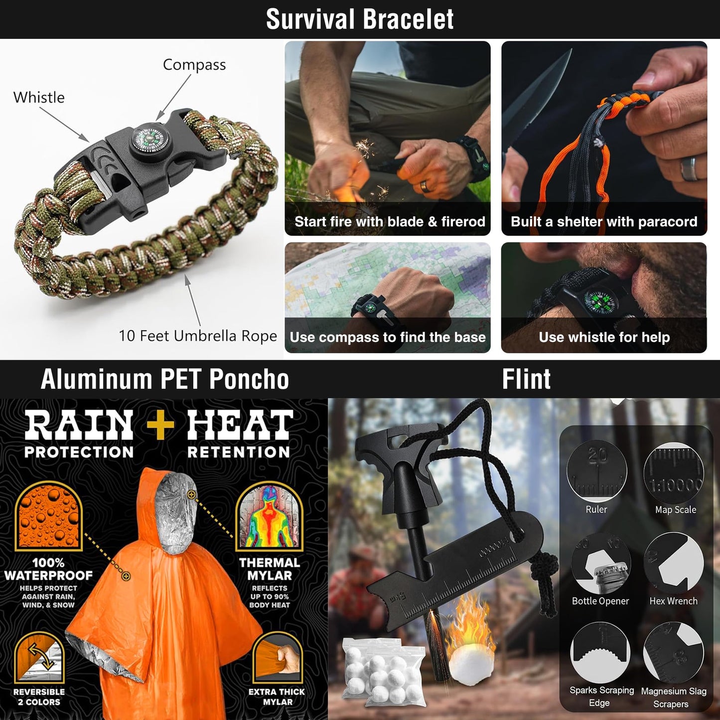 Survival First Aid Kit, 190 Pcs Survival Gear and Medical Supplies, Military IFAK EMT Molle Tactical Pouch for Outdoor, Camping, Hiking, Car, Vehicles and More (Black)