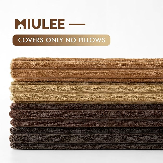 MIULEE Boho Farmhouse Throw Pillow Covers 18x18 Inch Set of 4 Rustic Mordern Neutral Cushion Covers Soft Corduroy Nordic Home Decor for Couch Bed Sofa Living Room Camel Brown
