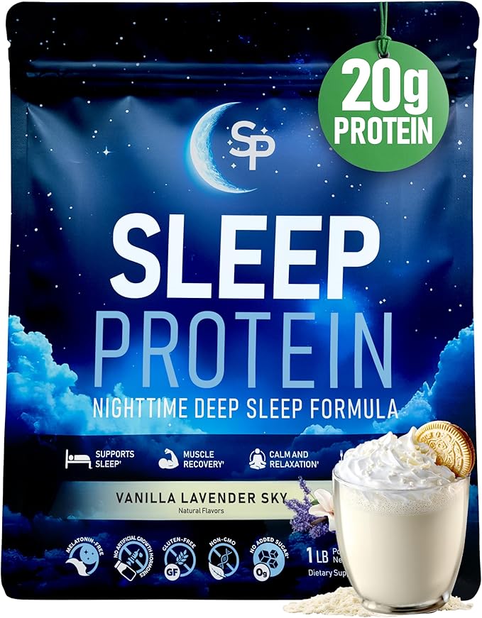 SleepProtein??The First High Protein Magnesium Sleep Aid Calm Drink, Melatonin-Free, Natural, Non-Habit Forming Sleep Ingredients + GLP-1 Nighttime Protein for Sleep + Muscle