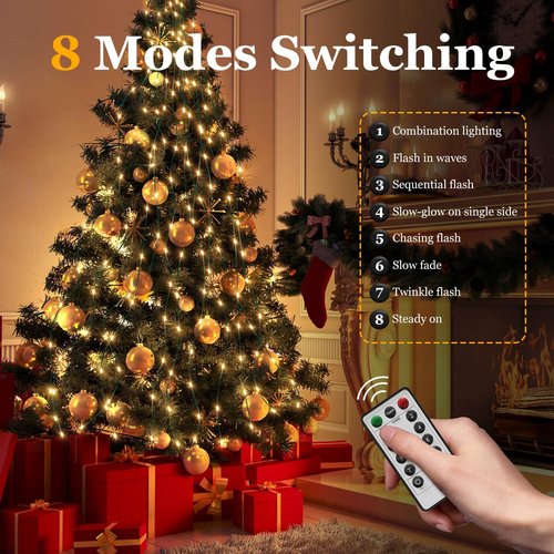 Btfarm Christmas Tree Lights - 400 LED Remote Control Fairy Lights | 6.6FT Waterproof & Dimmable for 5-7FT Trees