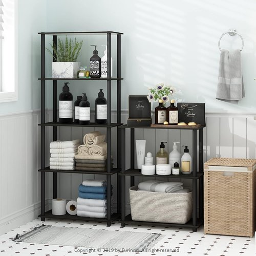 Furinno Turn-N-Tube 4-Tier Multipurpose Shelf Display Rack - Espresso & Black Finish