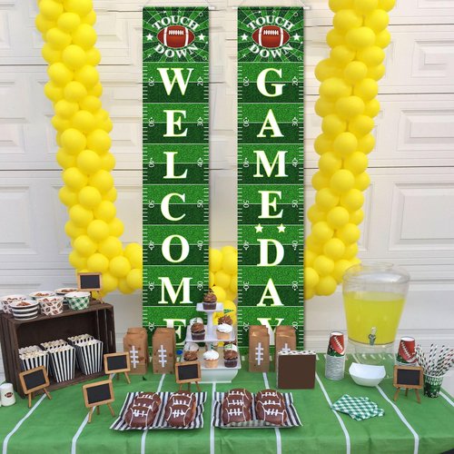 Hooqict Football Decorations Porch Sign Banner Football Door Decorations Sign Party Banner Garland for Sport Theme Game Day Tailgate Party Supplies