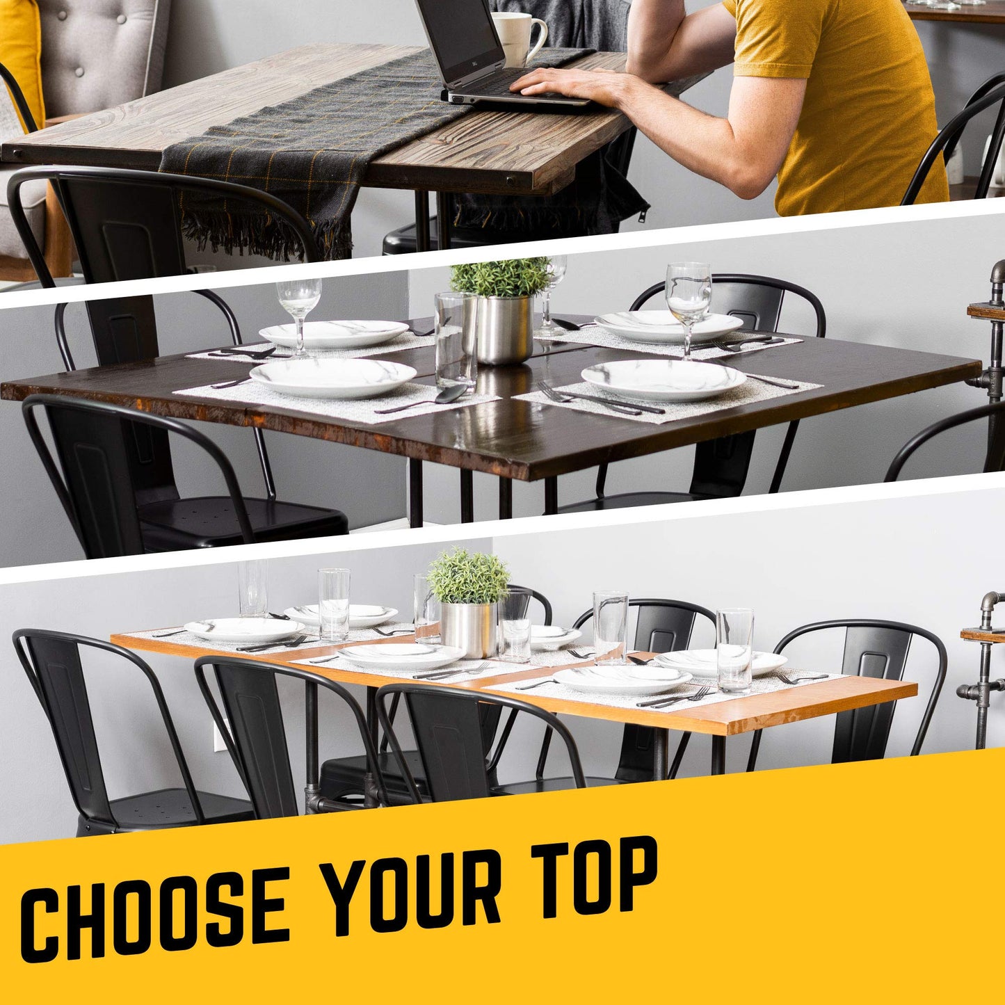 PIPE DECOR Industrial Kitchen Dining Table Base, 3/4 Inch Pipe, 30 Inch Height Rustic Metal Frame for Home Office, Basement, Study - Poker Design