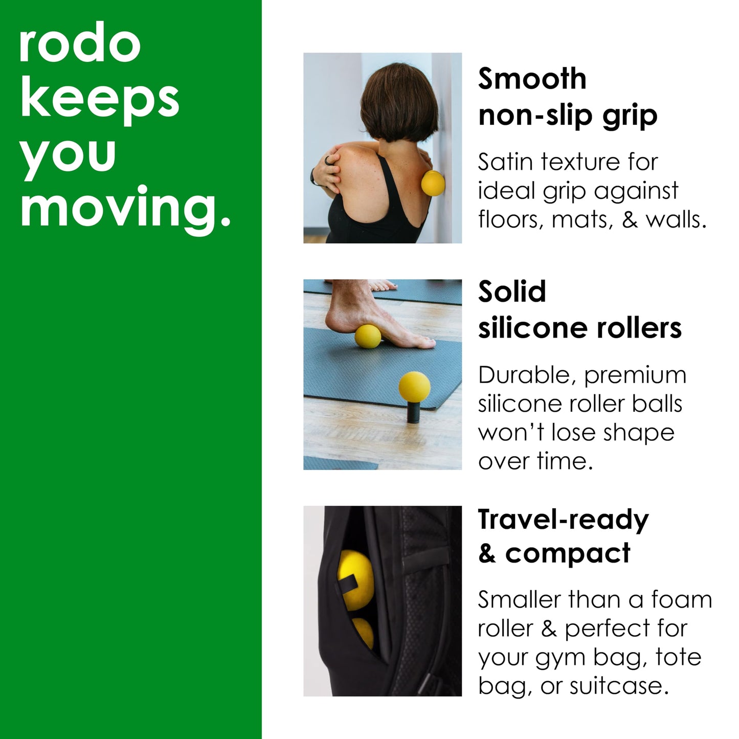 Rodo 2-in-1 Soft Peanut & Lacrosse Ball Roller | Deep Tissue Massage Tool for Fascia, Plantar Fasciitis, Hips & Back | Mobility & Recovery Roller | Compact, Travel-Friendly, Pilates & Therapy Ready