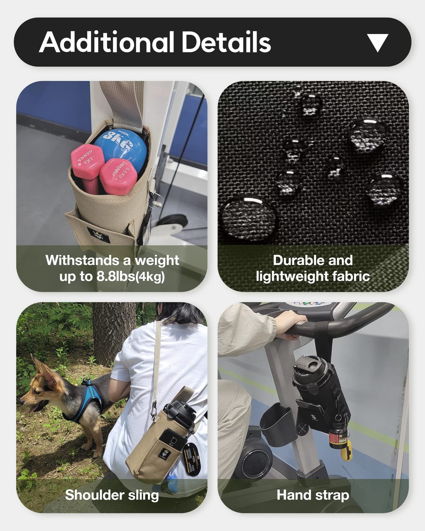 Monggria Magnetic Water Bottle Holder - Built-in Magnet for Easy Attachment to Exercise Equipment - Multi-Purpose - with Sling - Waterproof - Cordura Used Durability
