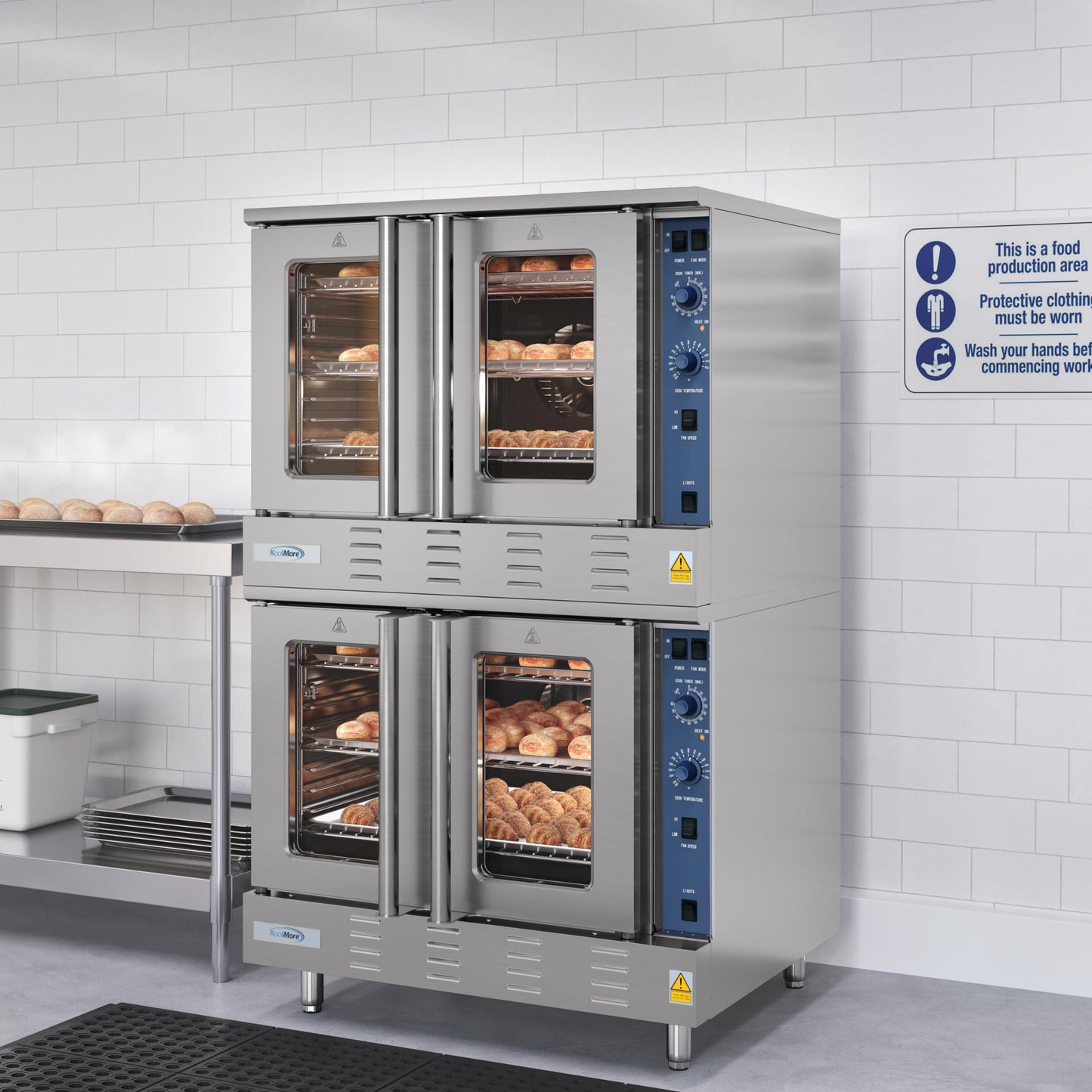 KoolMore 38 in. Full Size Double Commercial Liquid Propane Convection Oven 108,000 BTU With Stacking Kit in Stainless-Steel (KM-DCCO54-LP)