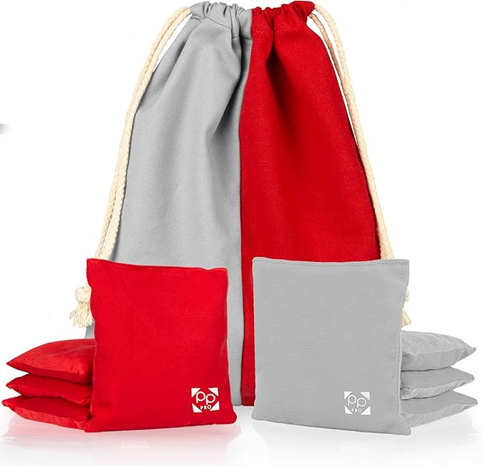 Professional Cornhole Bags - Set of 8 Regulation All Weather Double Sided - Sticky Side/Slick Side Bean Bags for Pro Corn Hole Game